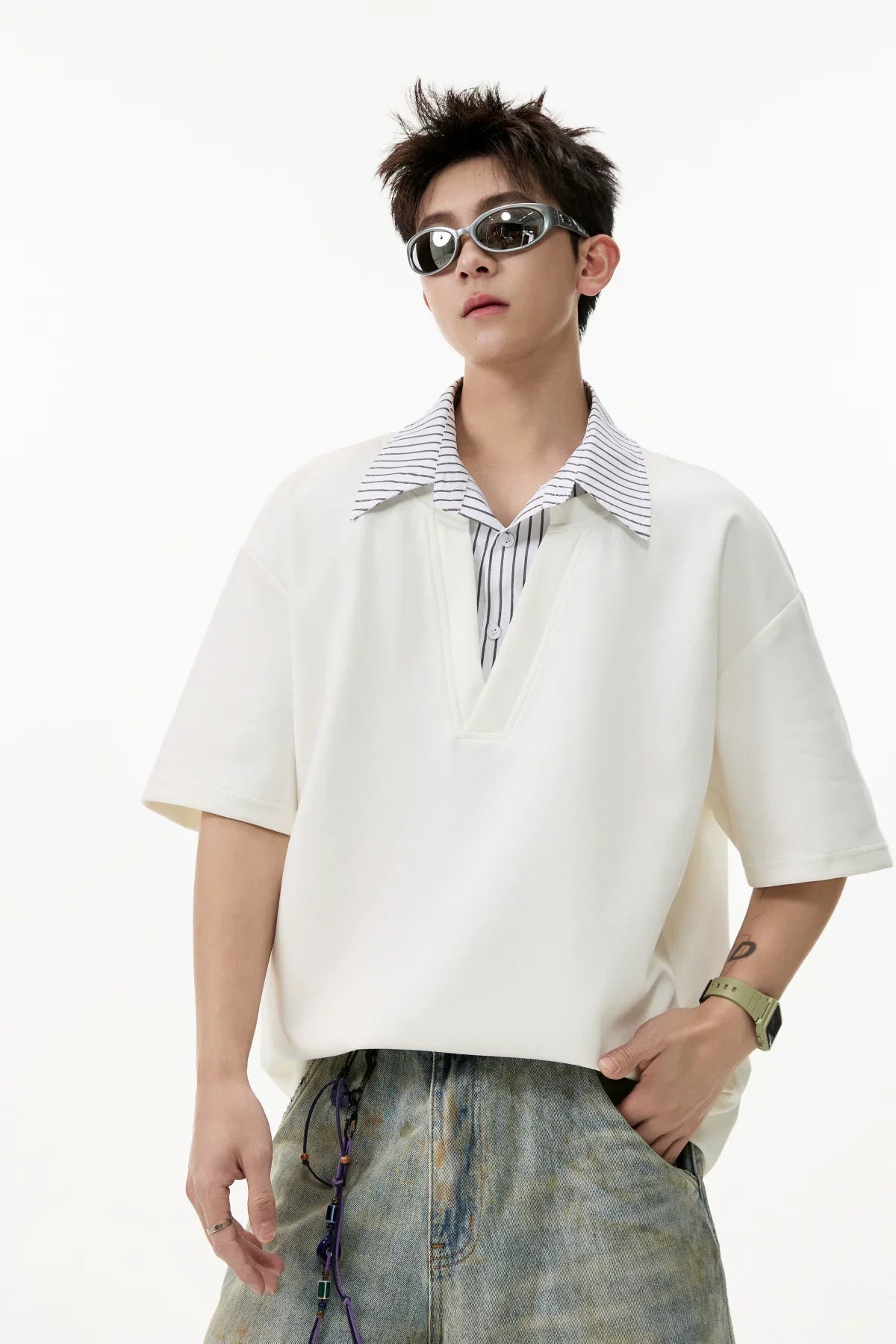 Layered V-Placket Polo Tee - Notkicks