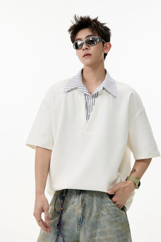 Layered V-Placket Polo Tee - Notkicks