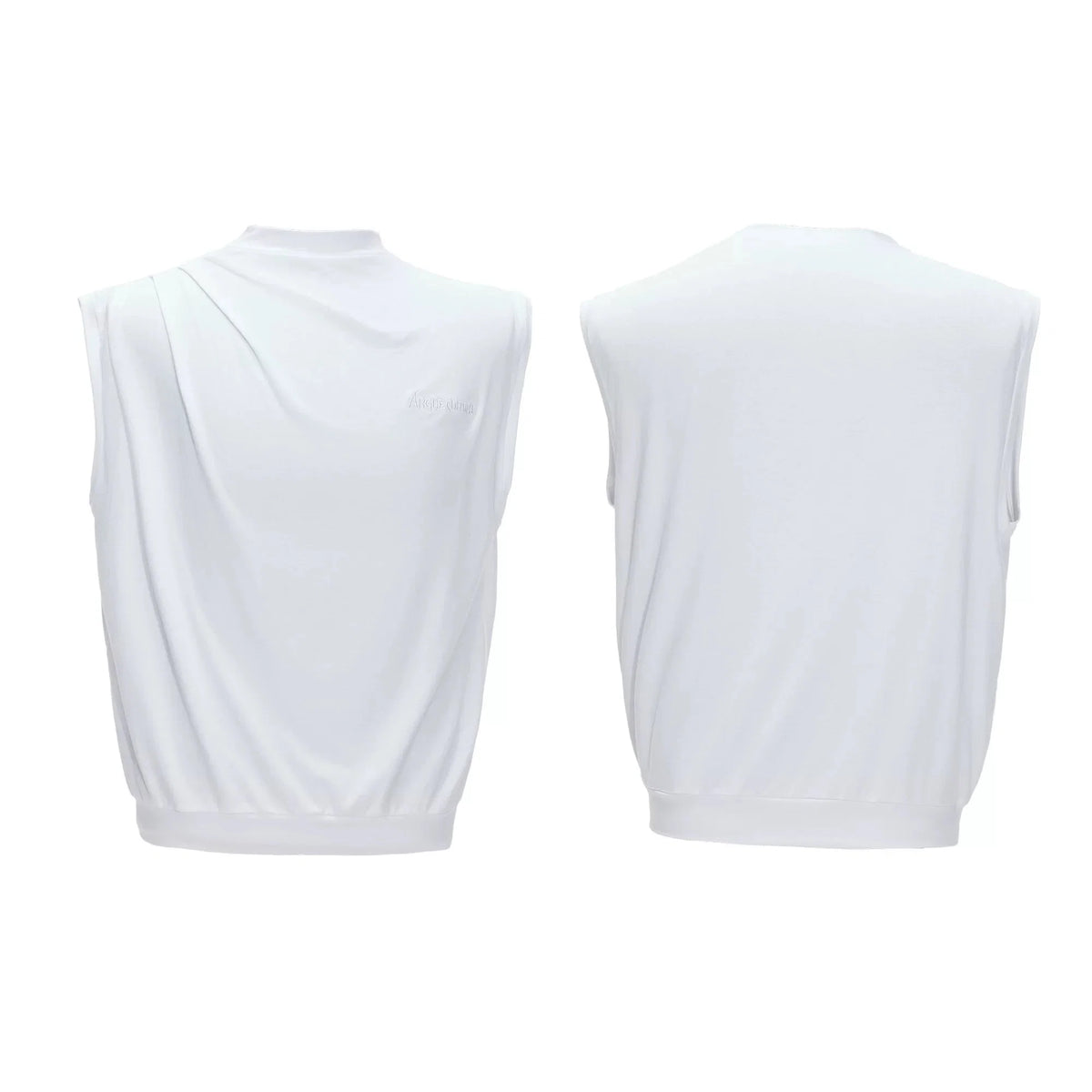 Sleeveless Mock Neck Draped T-Shirt - Notkicks