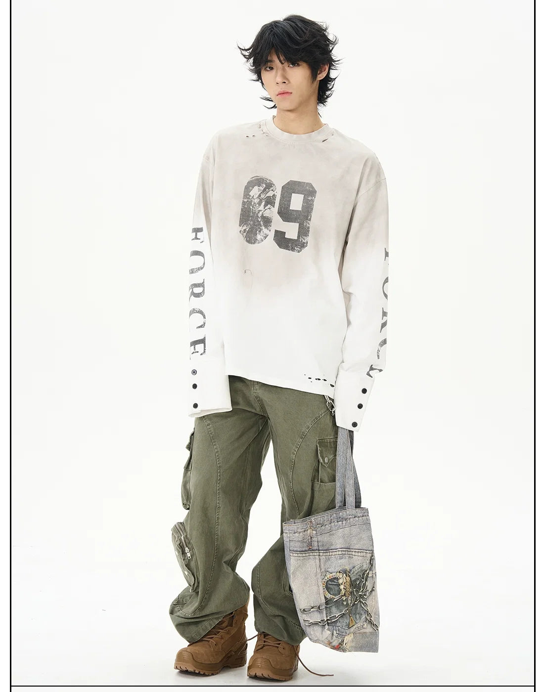 Distressed Force Graphic Long Sleeve Tee - Notkicks