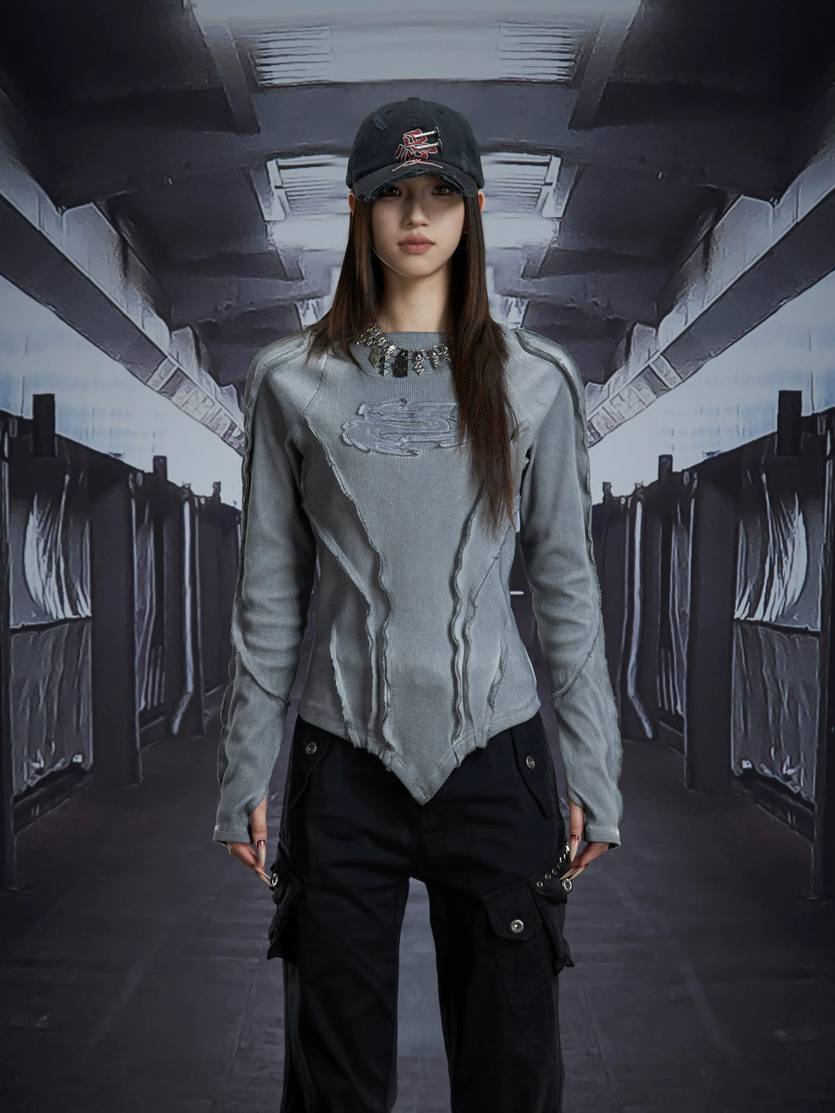 Spectral Spine Ruched Longsleeve Top - Notkicks