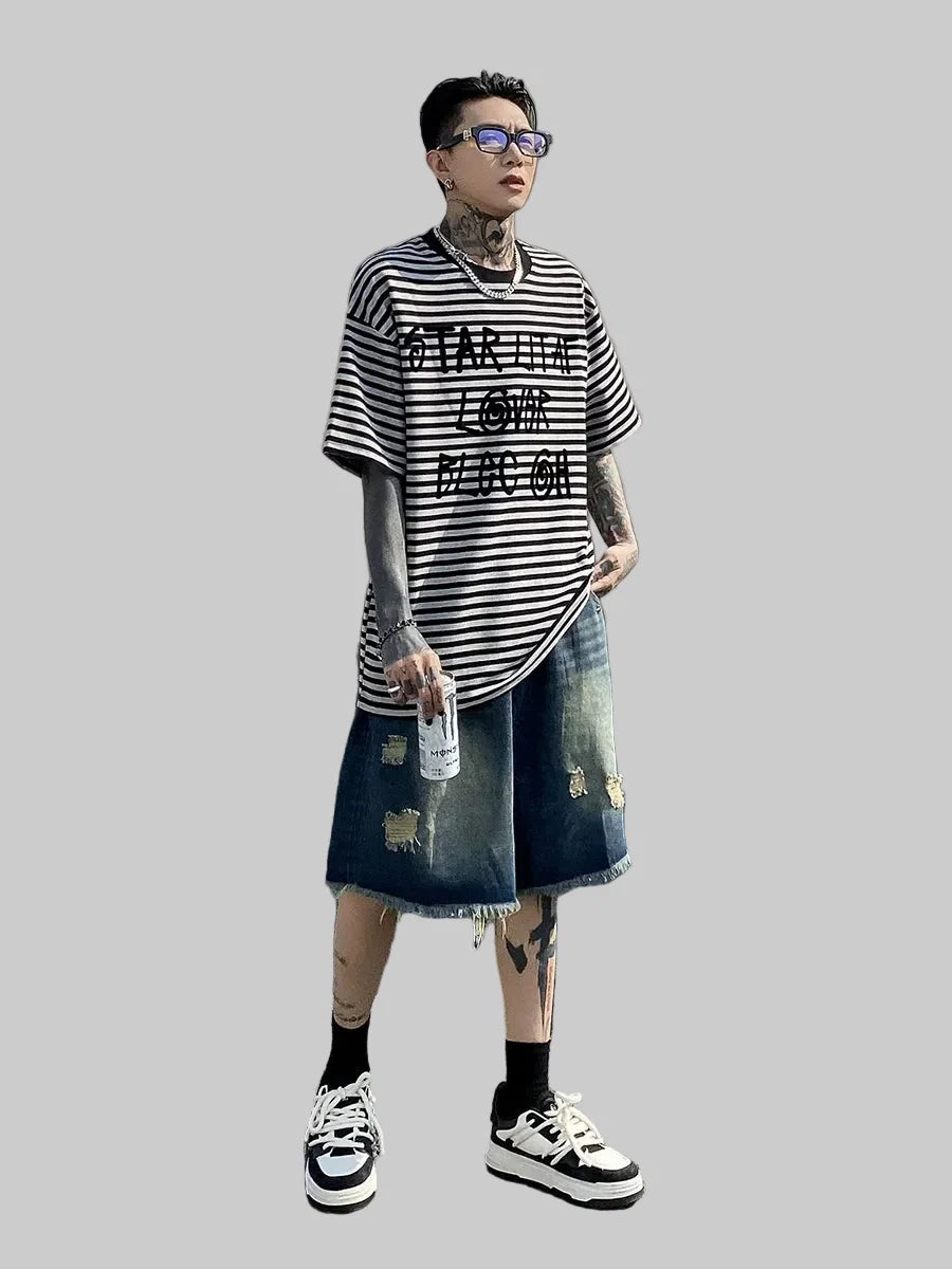 Starlite Graffiti Stripe Oversized Tee - Notkicks
