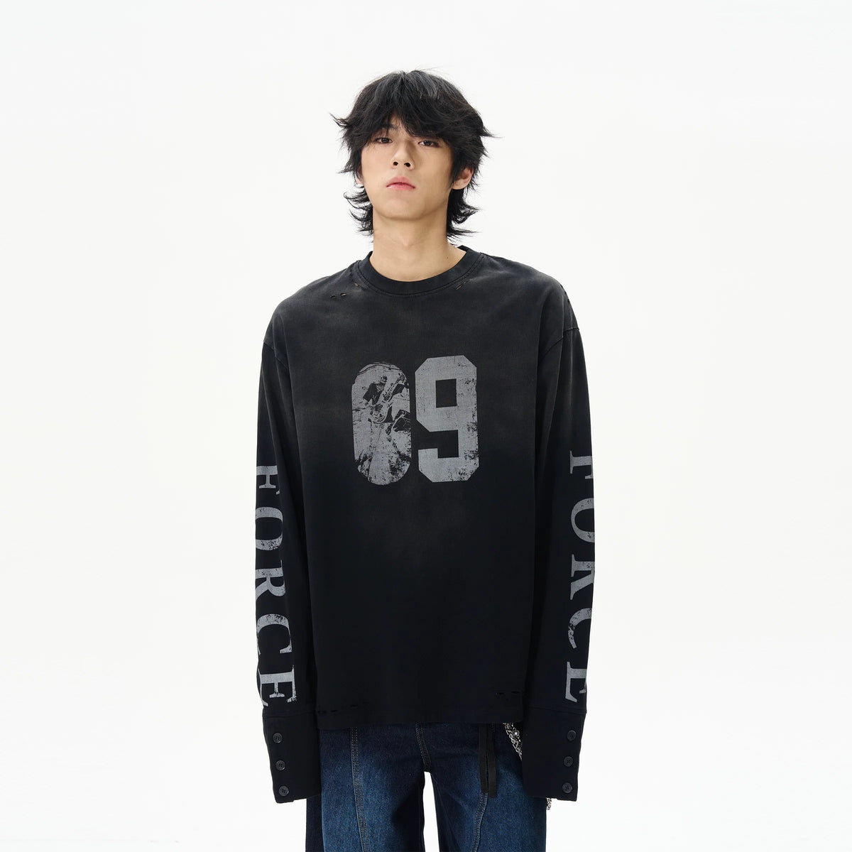 Distressed Force Graphic Long Sleeve Tee - Notkicks
