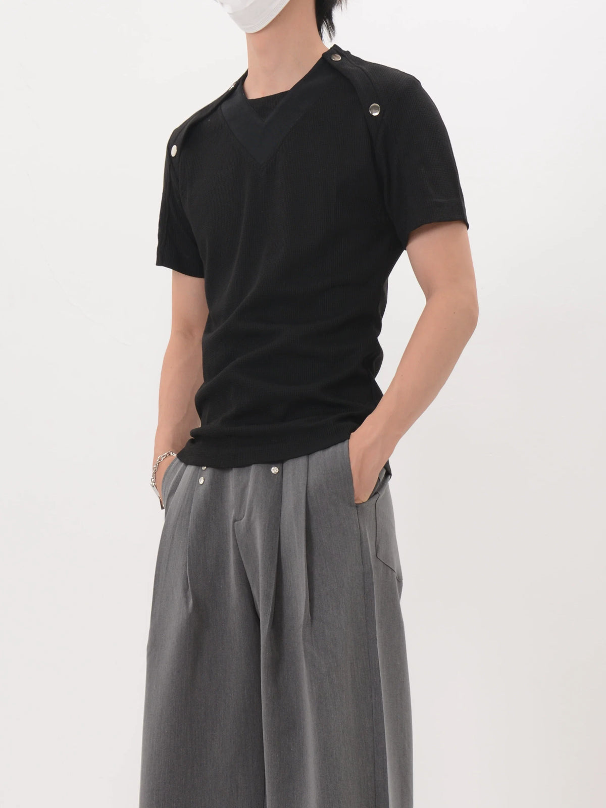 Shoulder Snap Knit Tee - Notkicks
