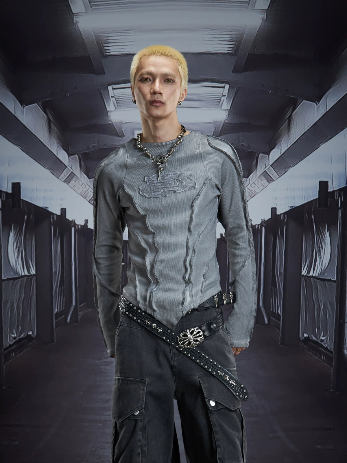 Spectral Spine Ruched Longsleeve Top - Notkicks