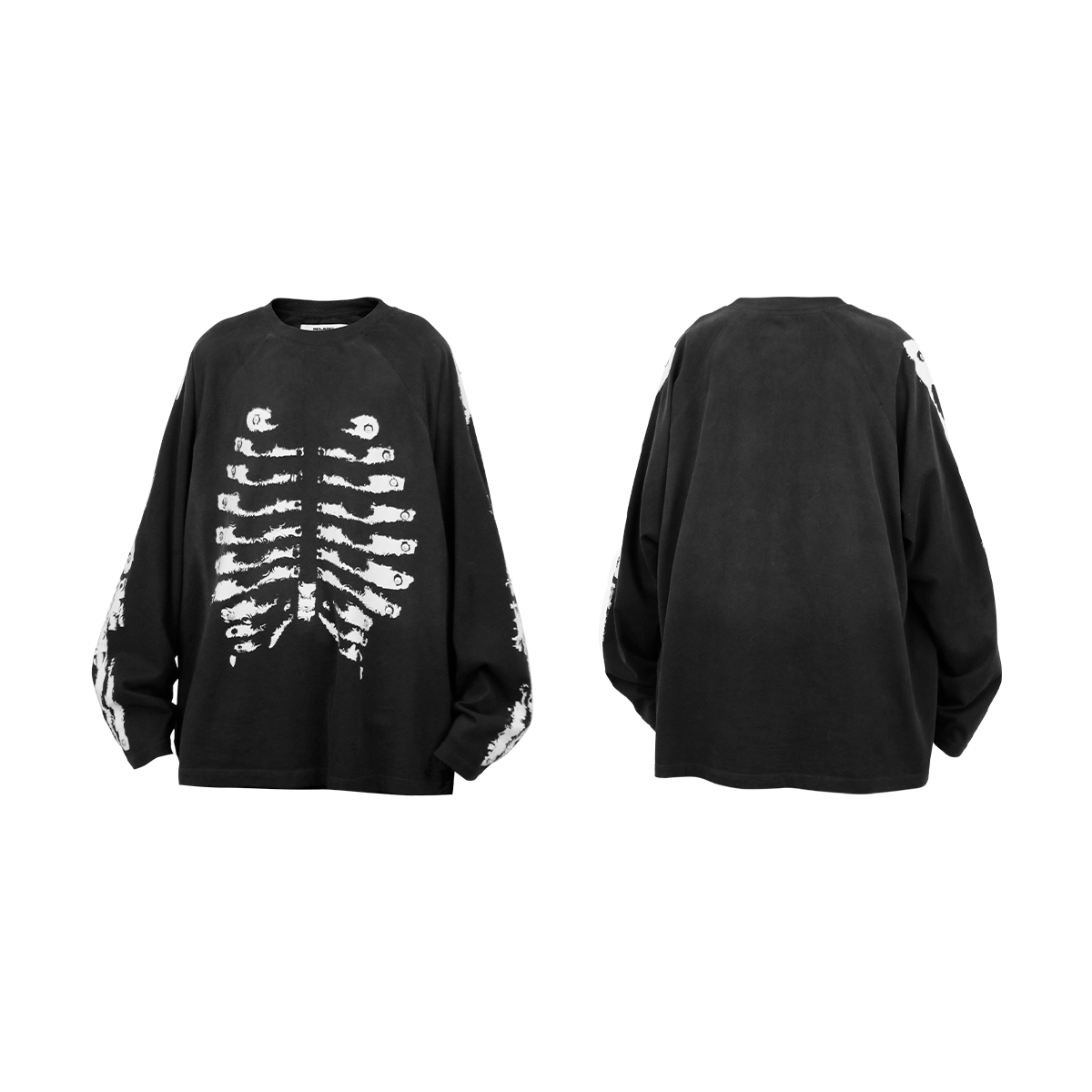 Skeleton Graphic Raglan Long Sleeve T Shirt - Notkicks