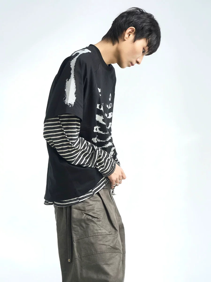 Skeleton Graphic Oversized Raglan T-Shirt - Notkicks