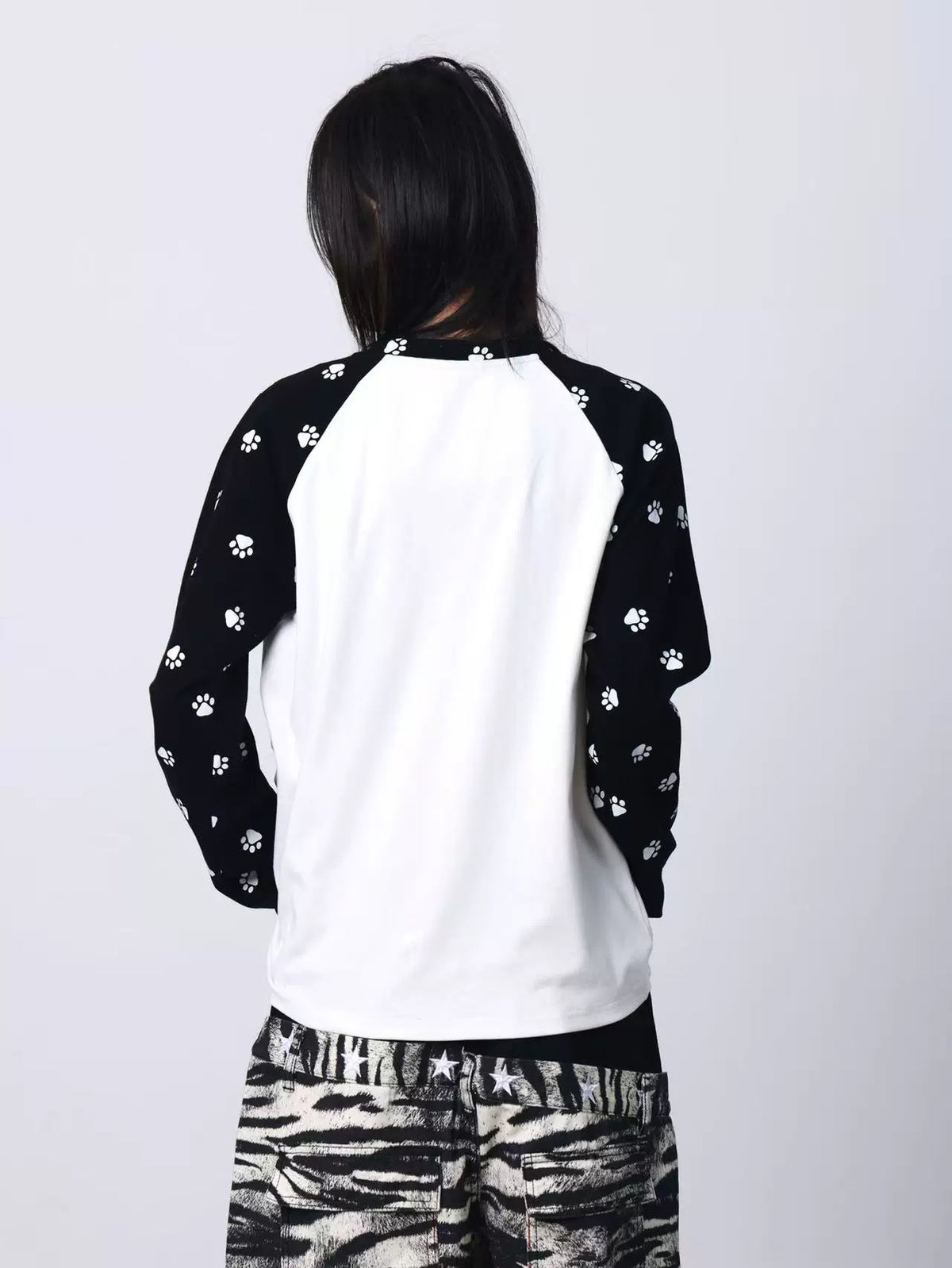Pawprint Heart Cat Raglan Long-Sleeve Tee - Notkicks