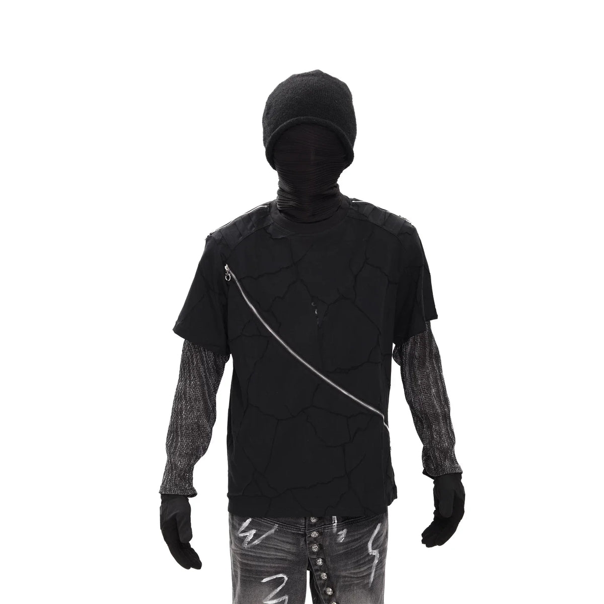 Faultline Diagonal Zip Layered Tee - Notkicks