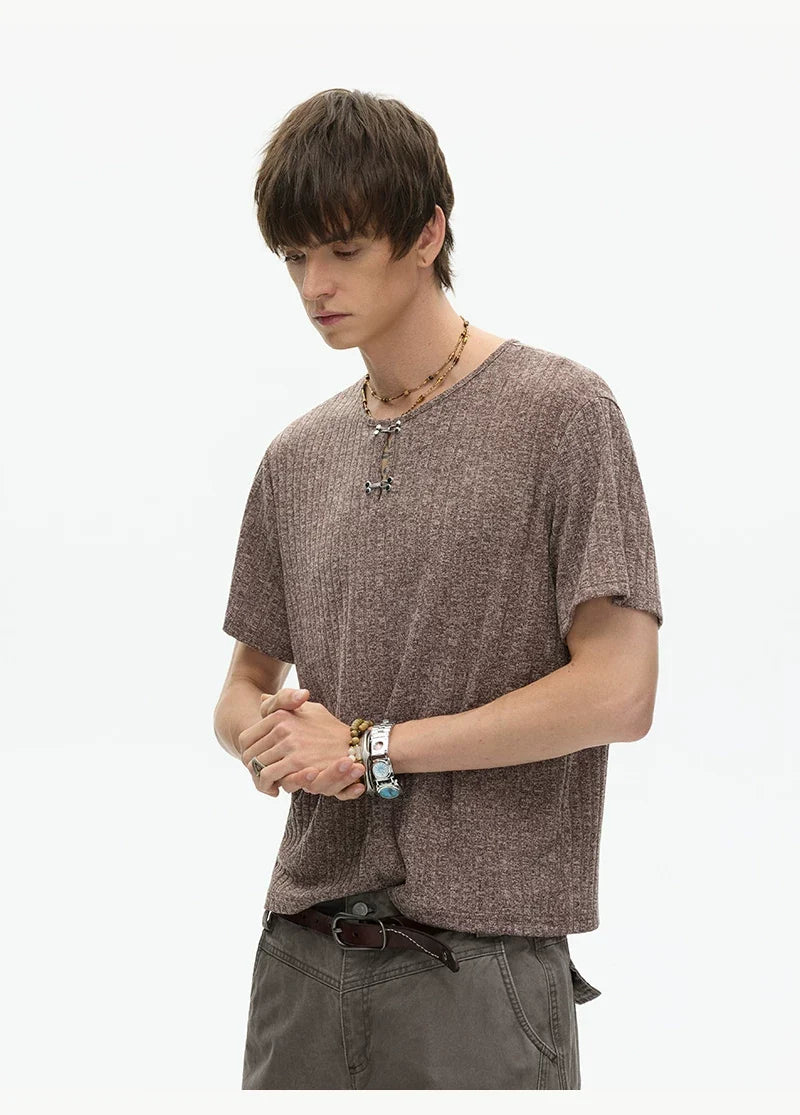 Clay Heather Textured Knit Tee - Notkicks