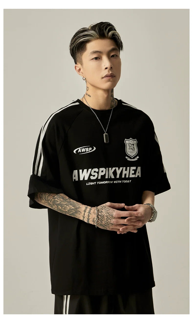 Oversized Grey Athletic Logo T-Shirt - Notkicks