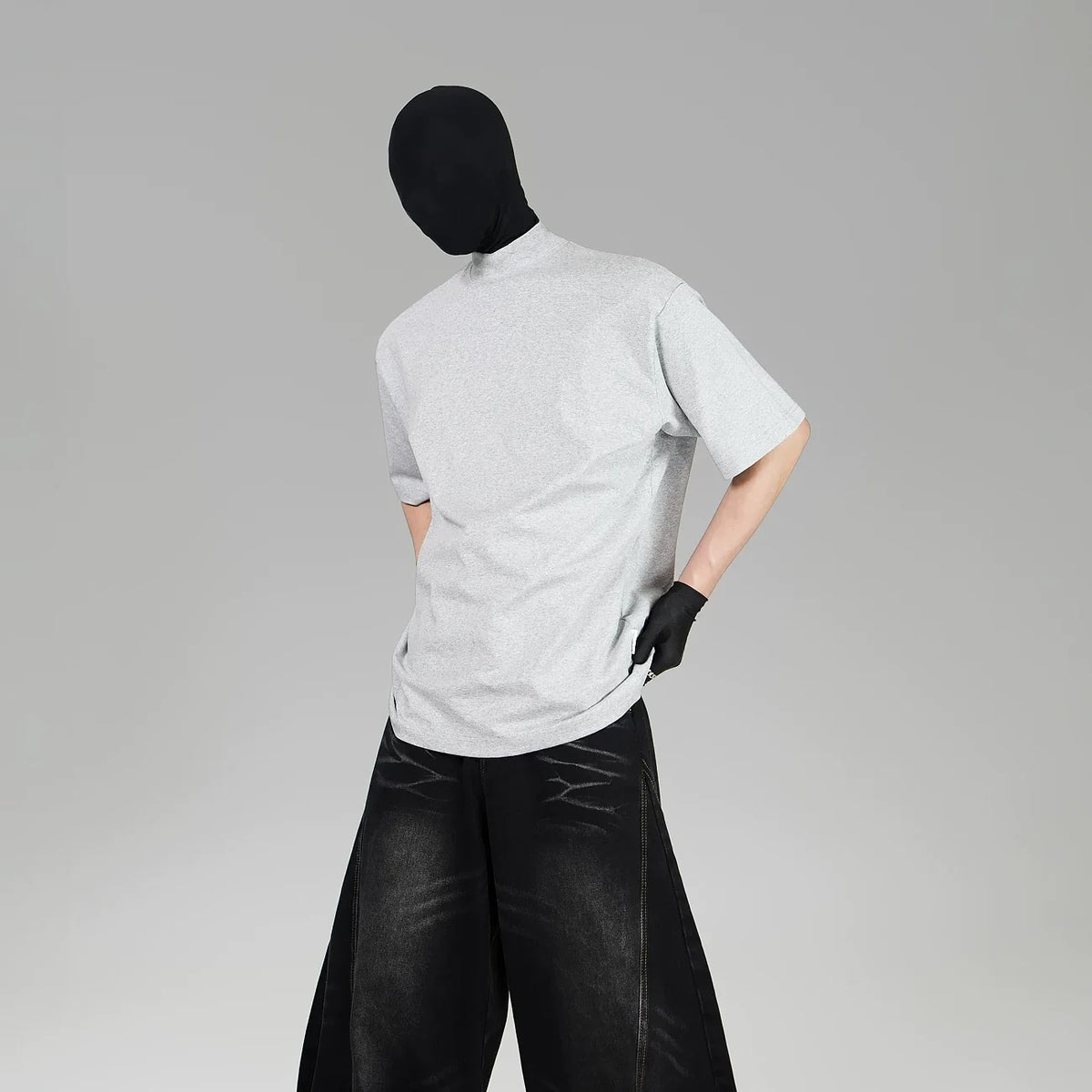 Blank Signal High‑Neck Oversized Tee - Notkicks