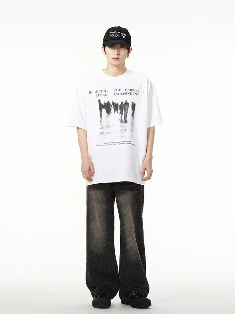Oversized Crowd Graphic T-Shirt - Notkicks