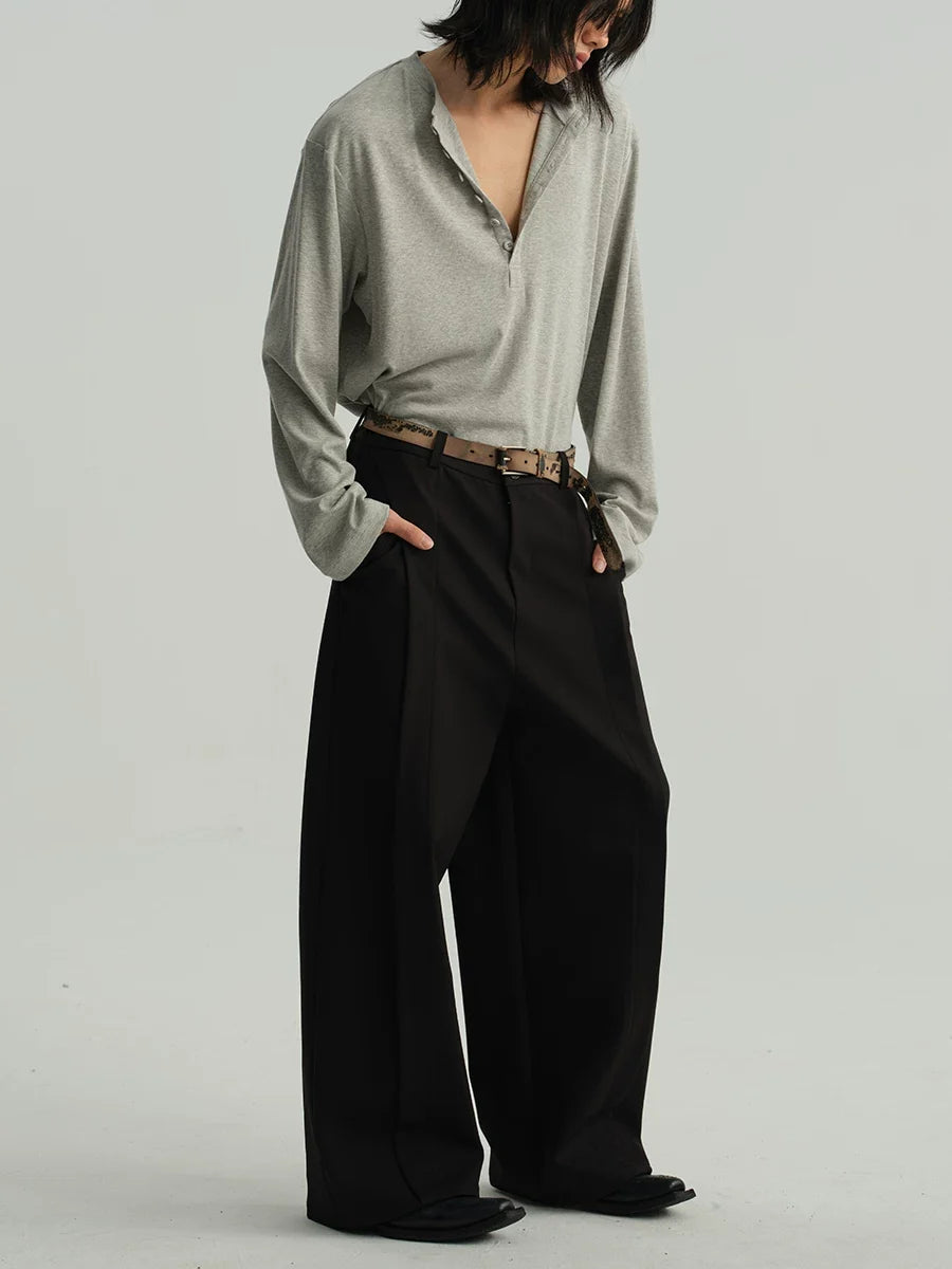 Classic Neutral Long-Sleeve Henley Tee - Notkicks