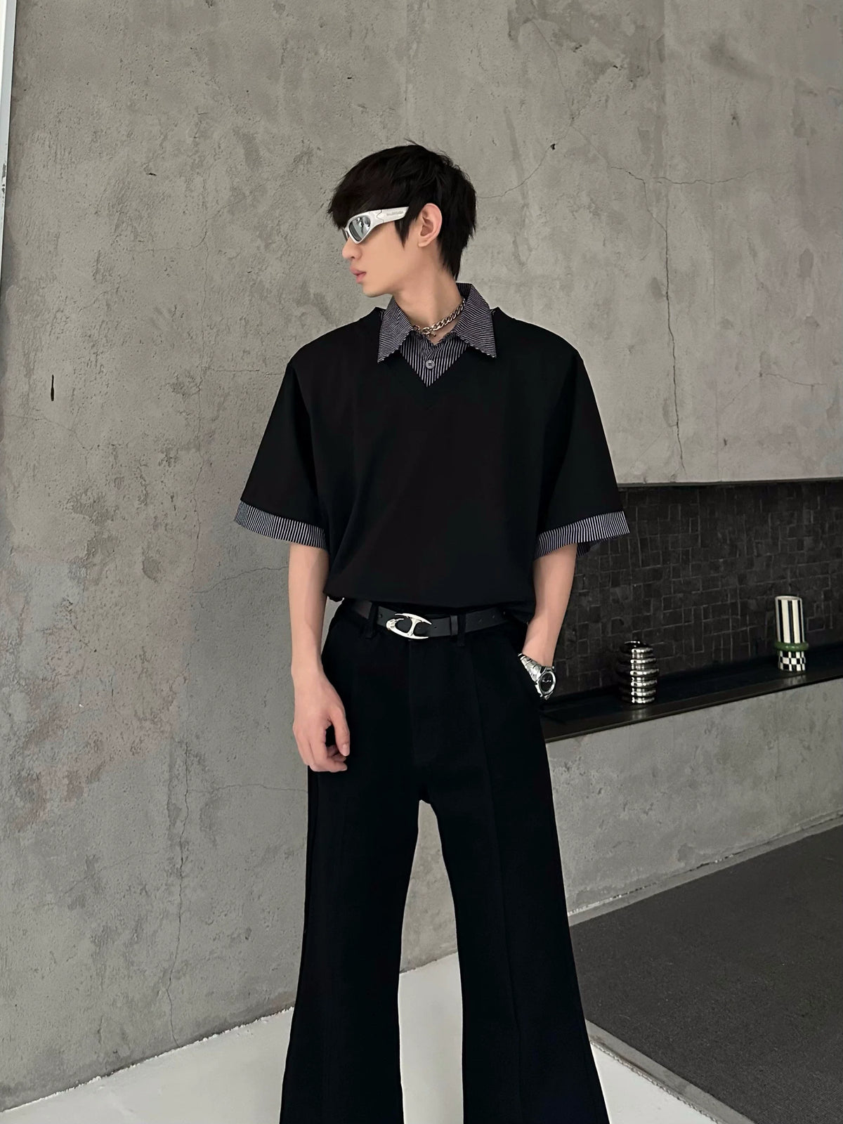 Ash Layered V-Neck Tee - Notkicks