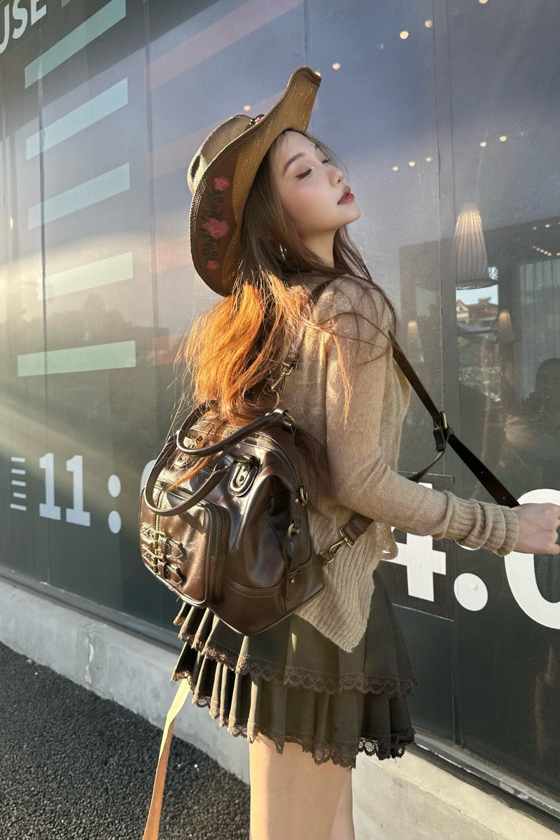 Convertible Waxed Leather Tote - Notkicks