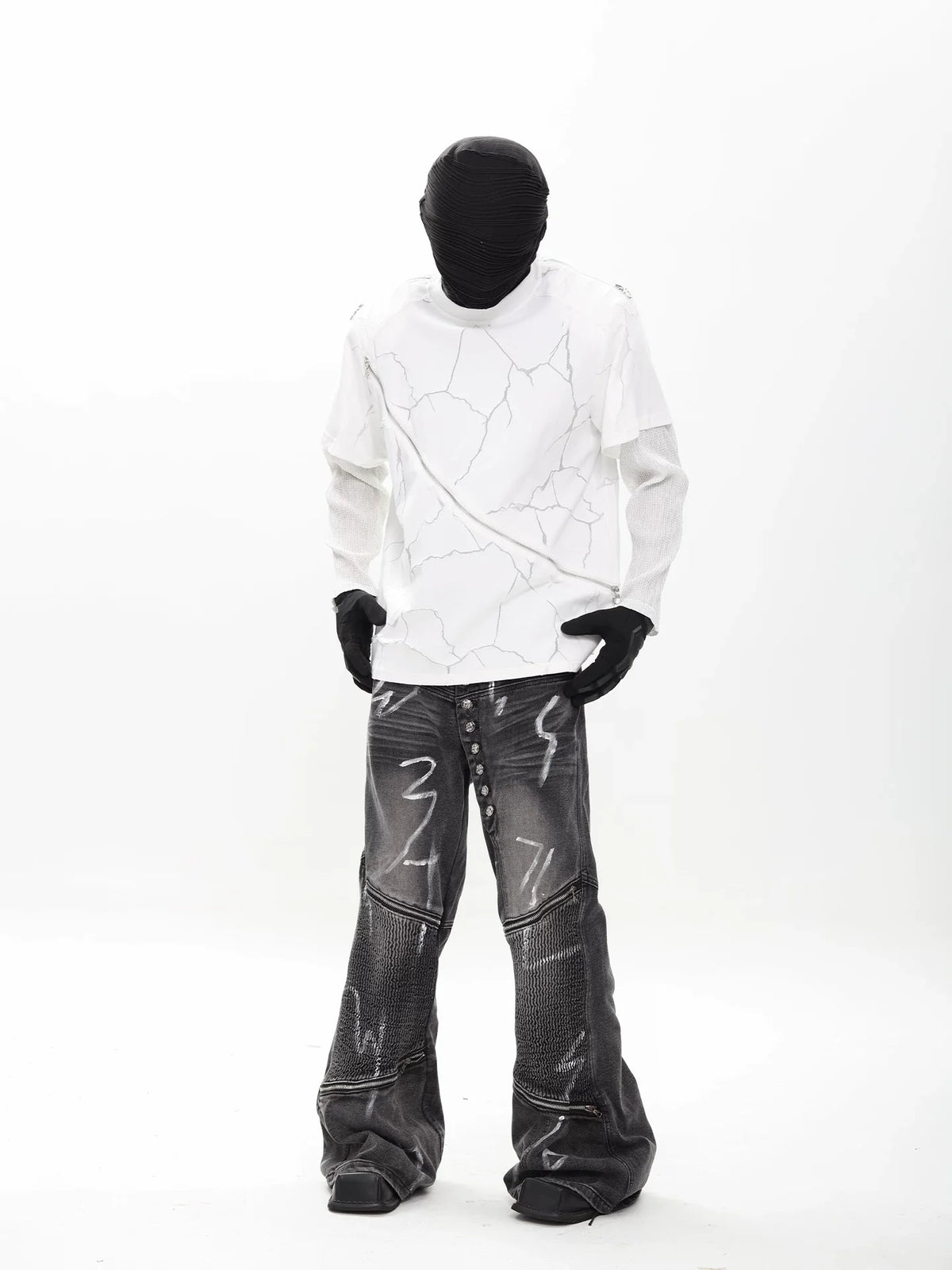 Faultline Diagonal Zip Layered Tee - Notkicks