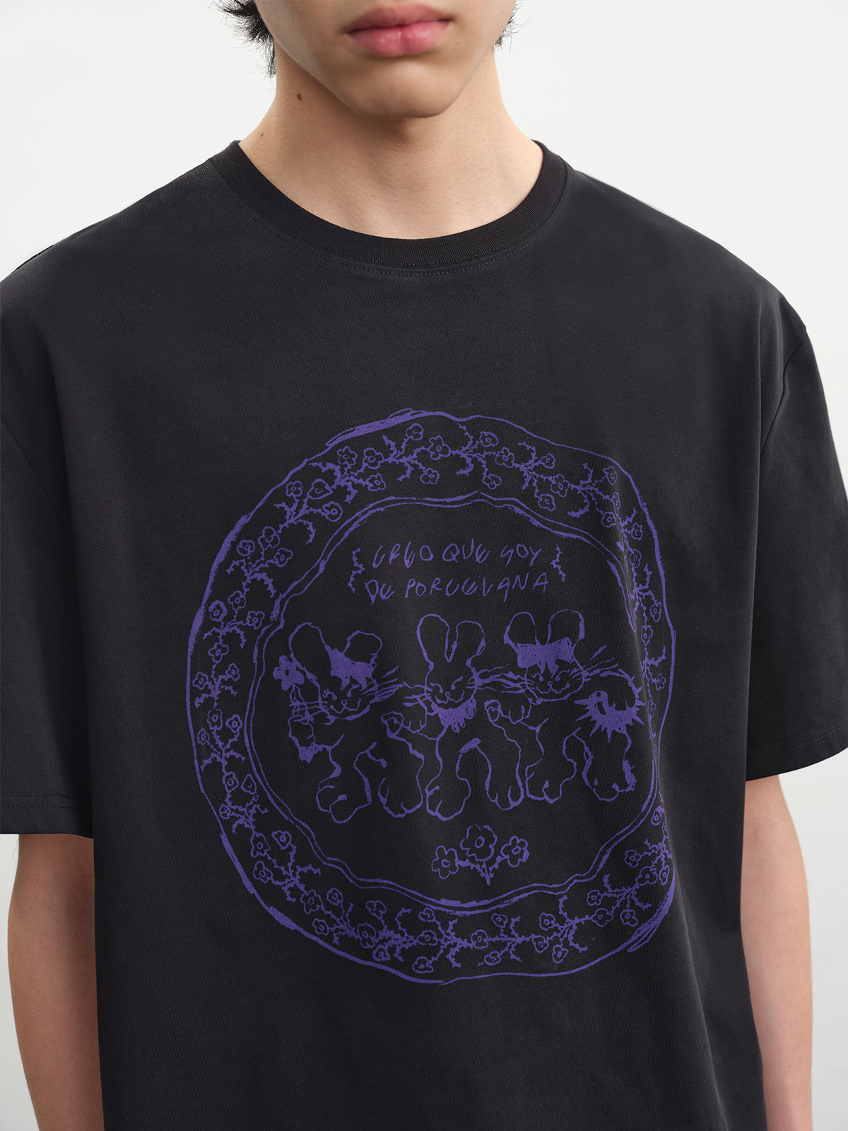 Purple Circular Rabbit Graphic Tee - Notkicks