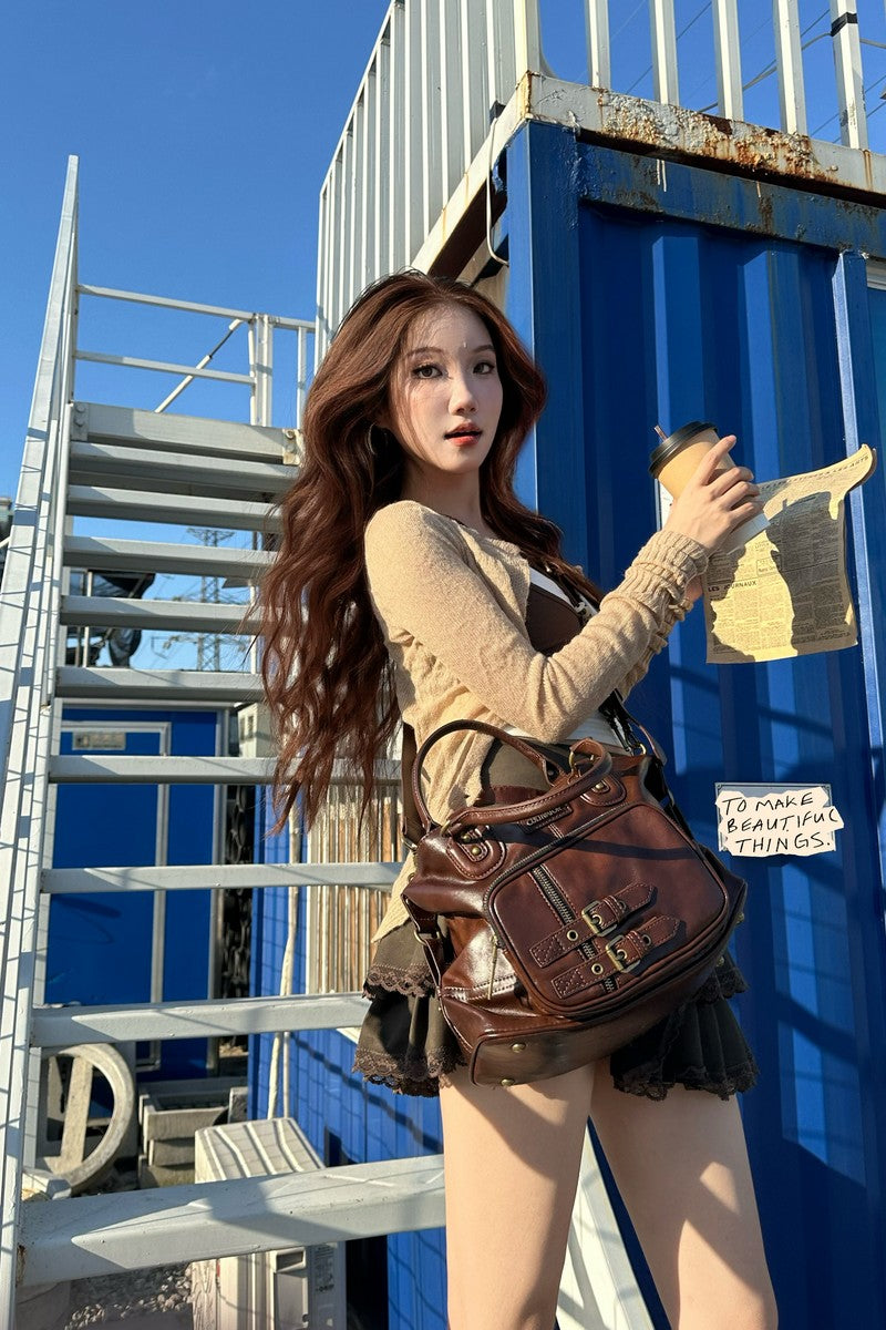 Convertible Waxed Leather Tote - Notkicks