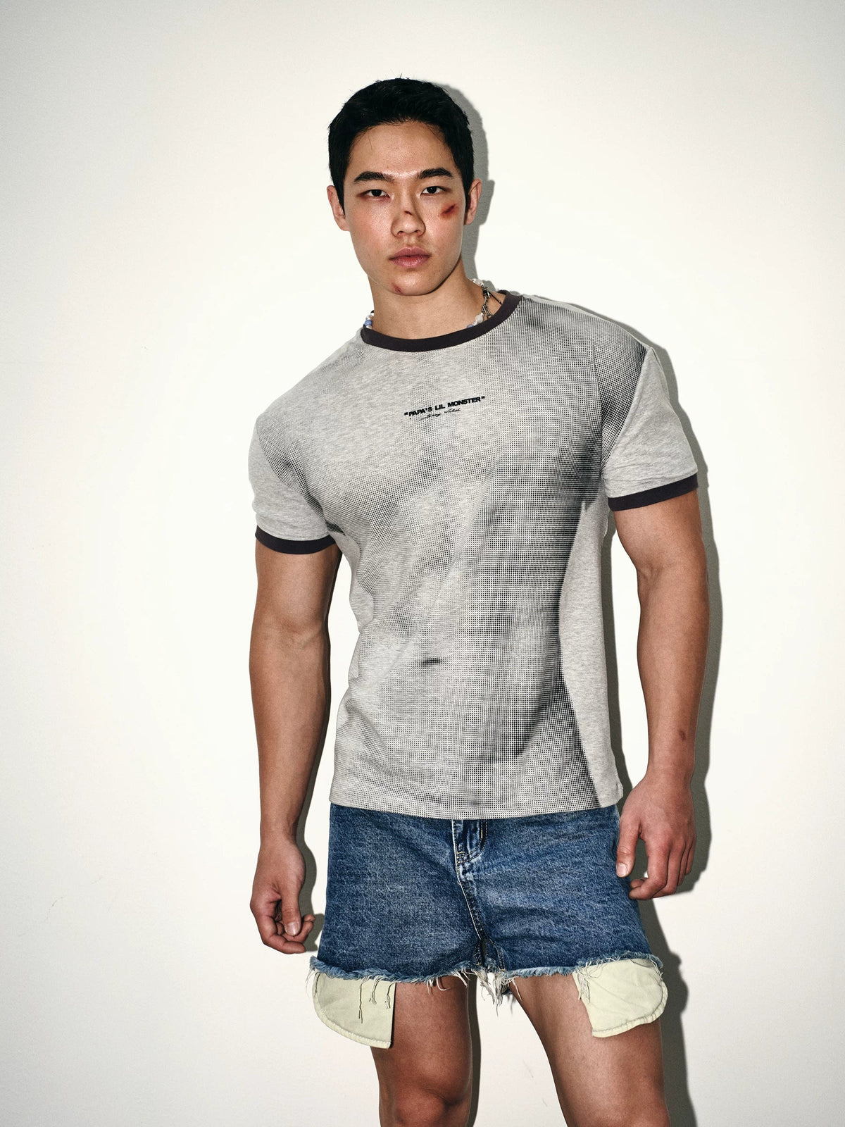 Ash Mesh Contrast Ringer Tee - Notkicks