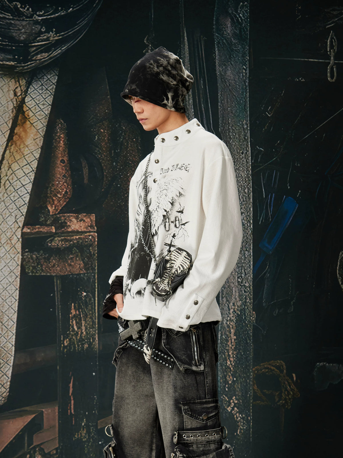 Reaper Crown Sigil High‑Neck Tee - Notkicks