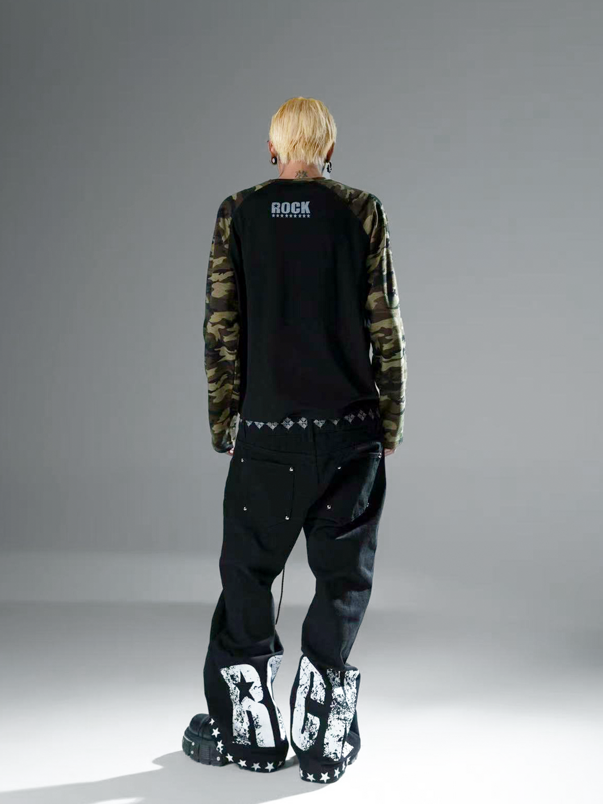 Camo Skull Star Raglan Long-Sleeve Tee - Notkicks