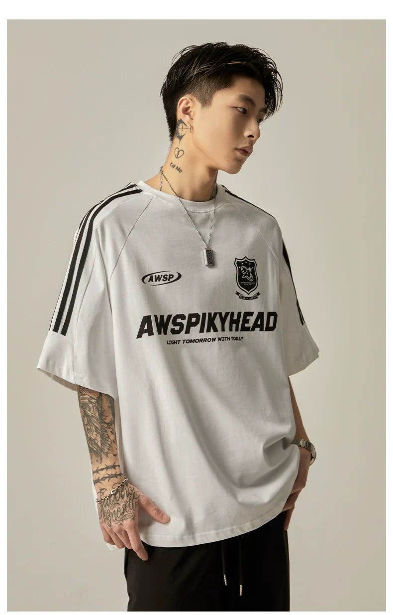 Oversized Grey Athletic Logo T-Shirt - Notkicks