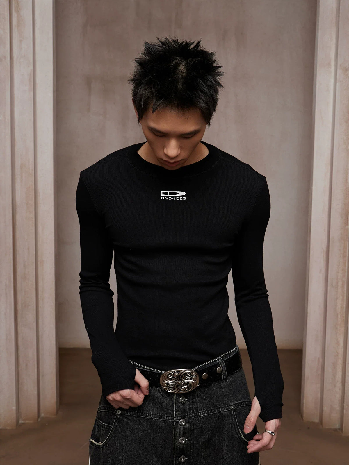 Logo Ribbed Compression Long Sleeve Tee - Notkicks