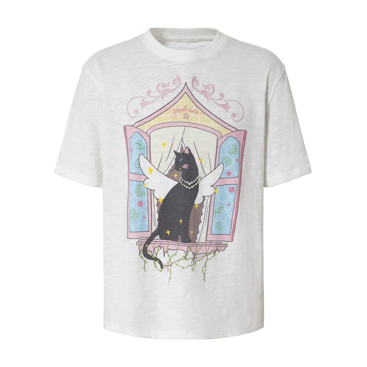 Winged Cat Window Graphic T Shirt - Notkicks