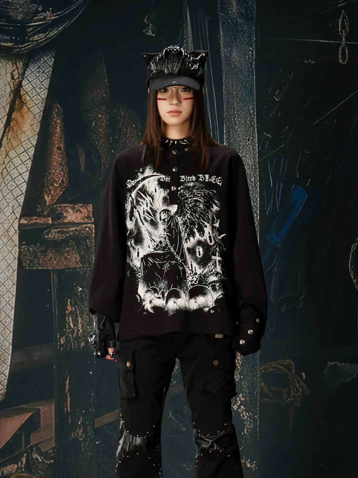 Reaper Crown Sigil High‑Neck Tee - Notkicks