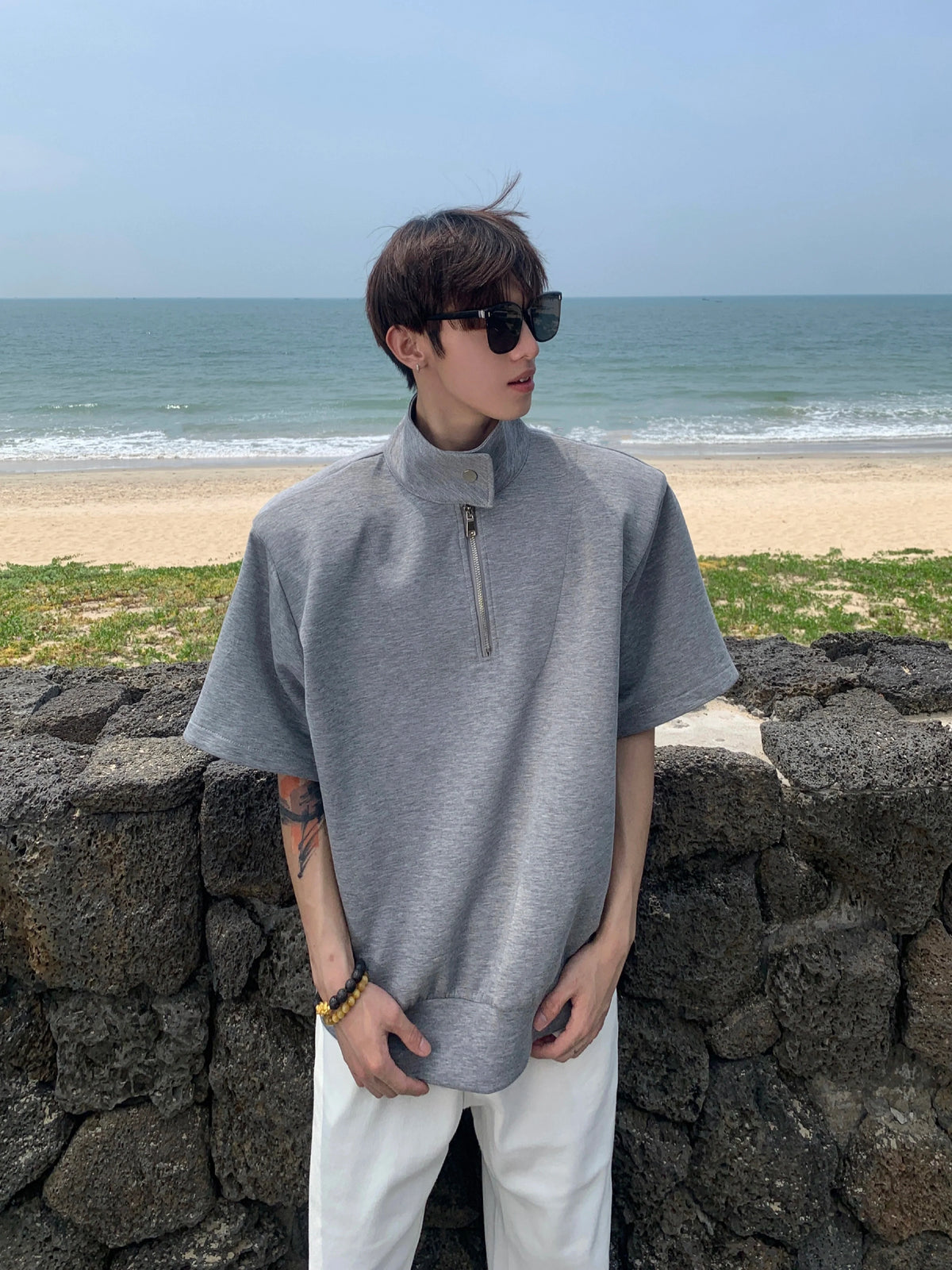 Half-Zip Stand Collar Shirt - Notkicks