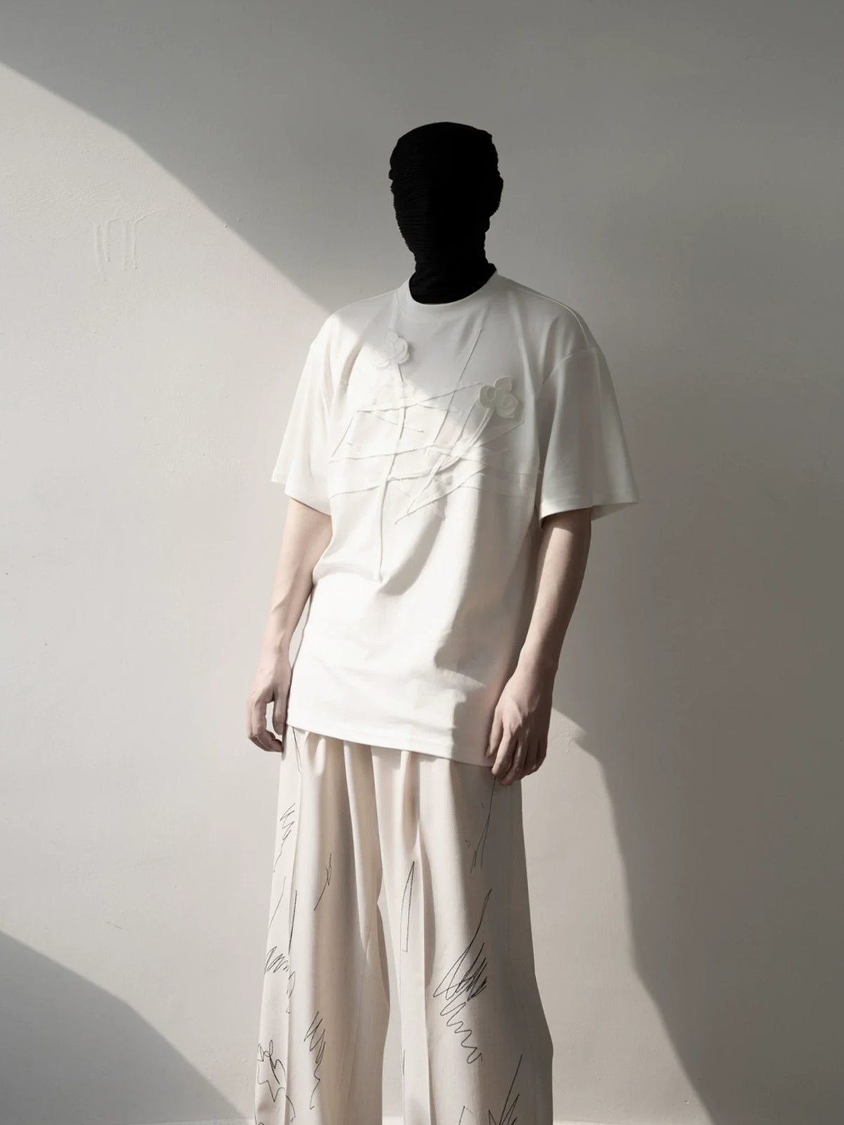 Ivory Crossed Bloom Relief Tee - Notkicks