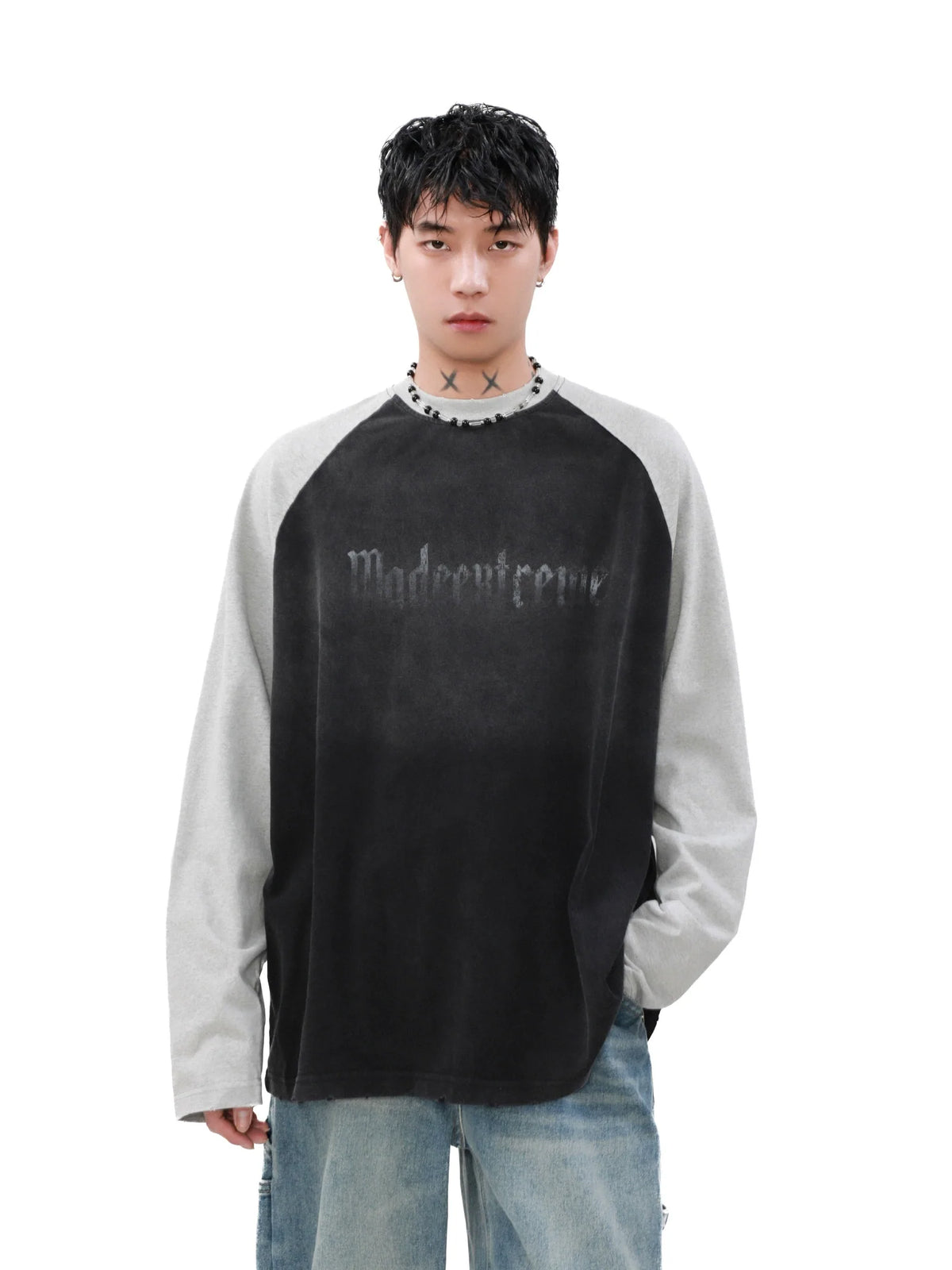 Shadow Panel Contrast Raglan Tee - Notkicks
