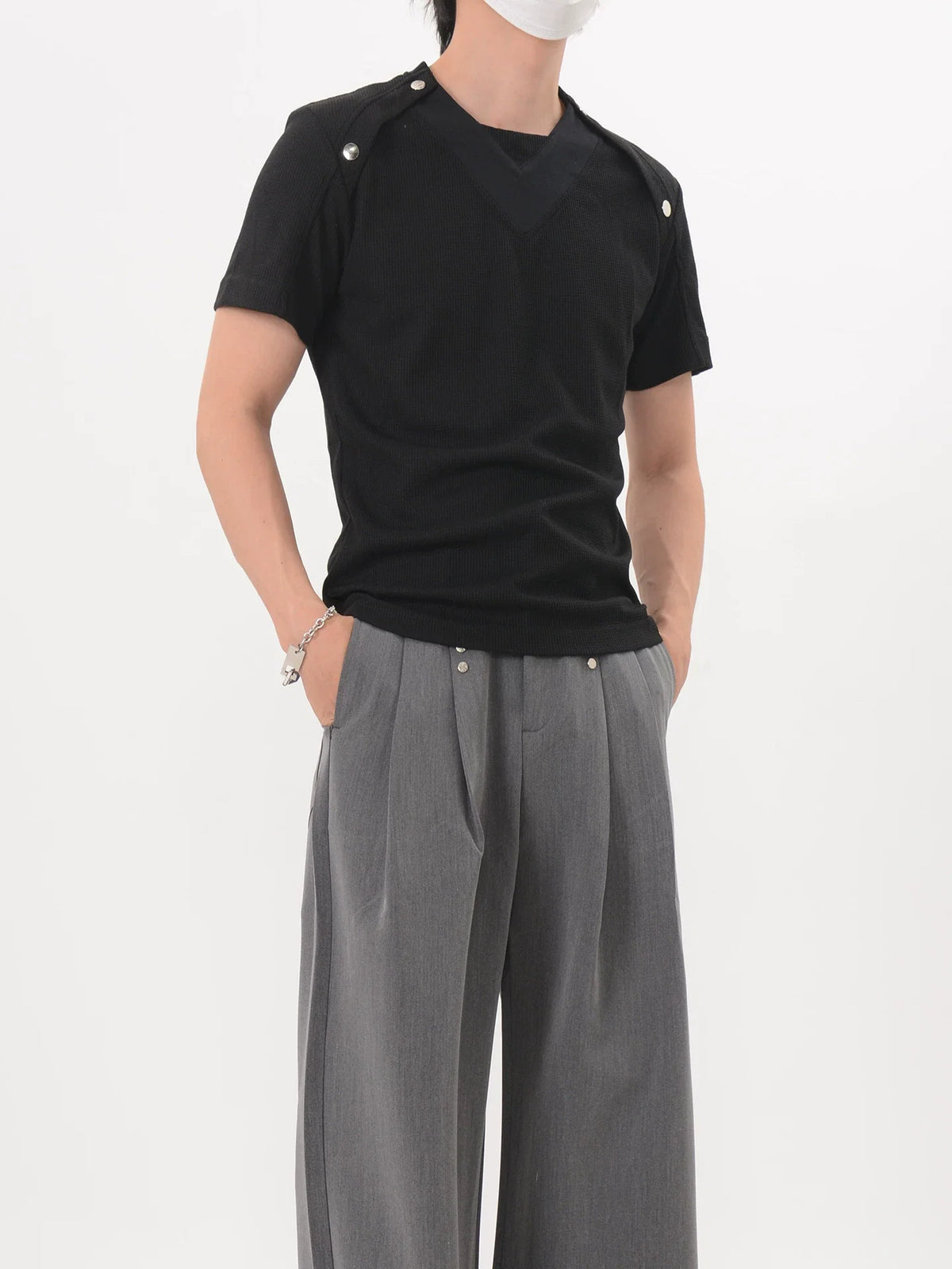 Shoulder Snap Knit Tee - Notkicks