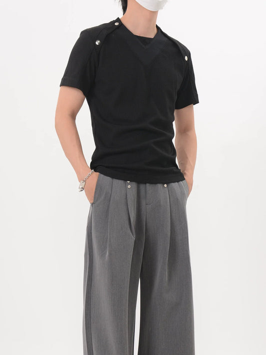Shoulder Snap Knit Tee - Notkicks