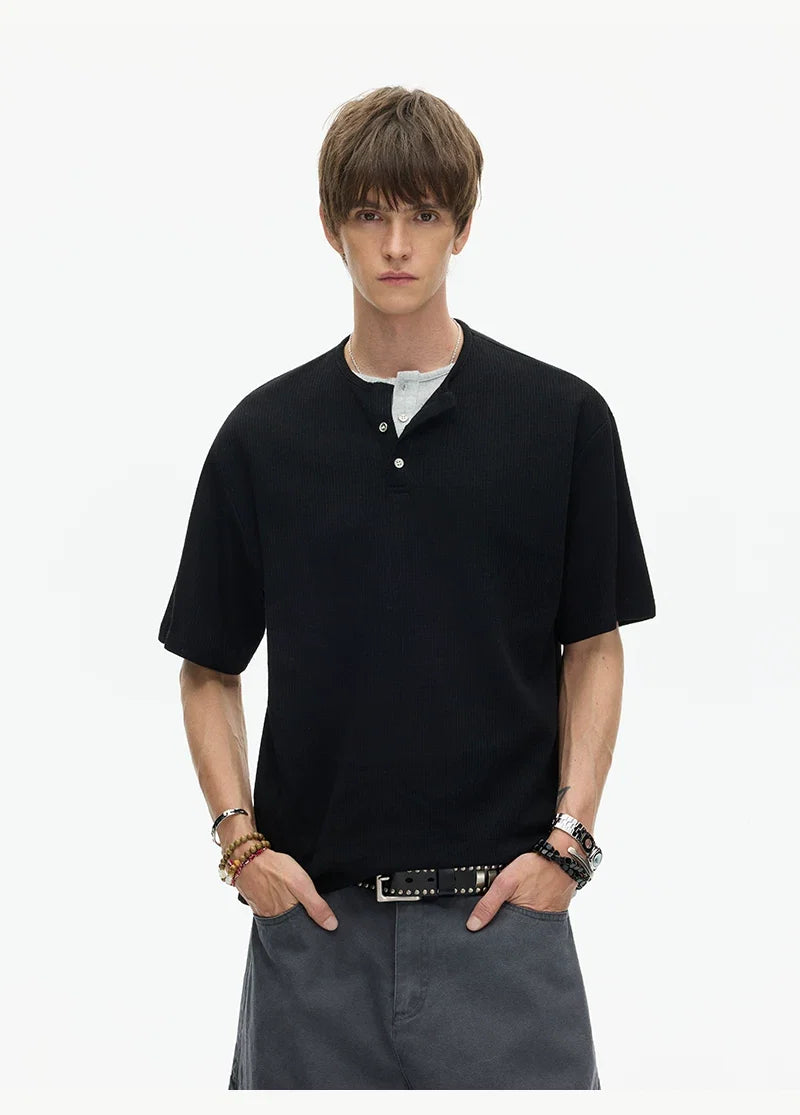 Midnight Core Waffle Henley Tee - Notkicks