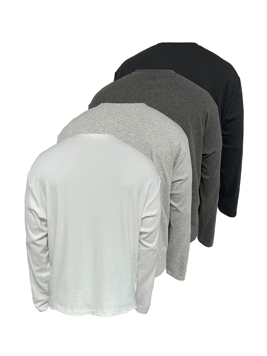 Classic Neutral Long-Sleeve Henley Tee - Notkicks