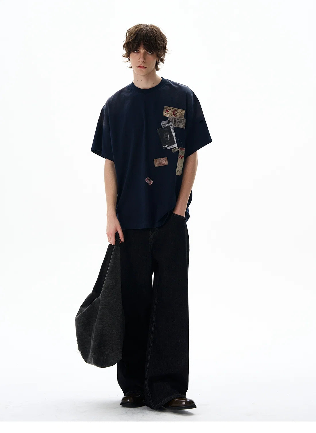 Passport Stamp Graphic Oversized T-Shirt - Notkicks