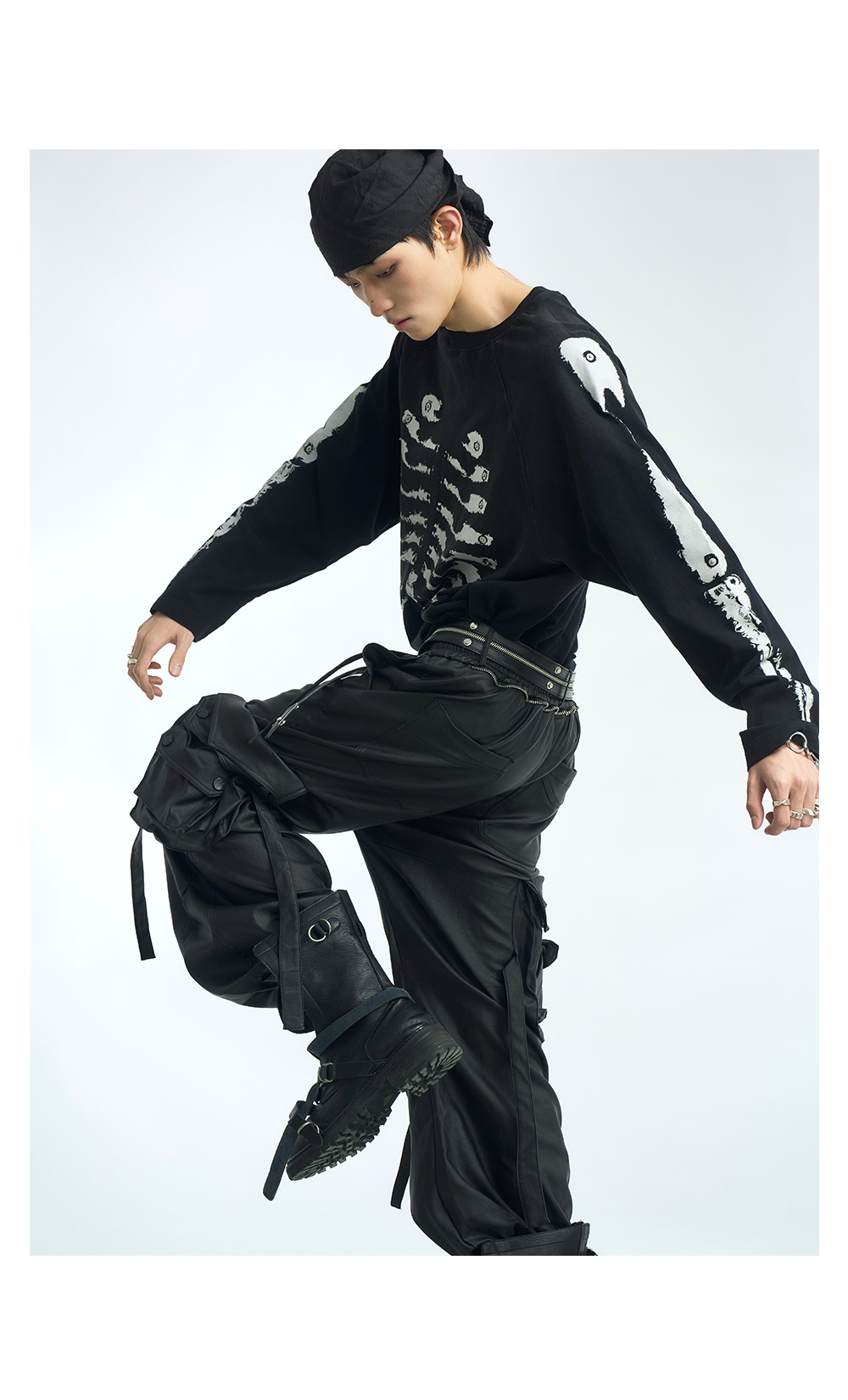 Skeleton Graphic Raglan Long Sleeve T Shirt - Notkicks