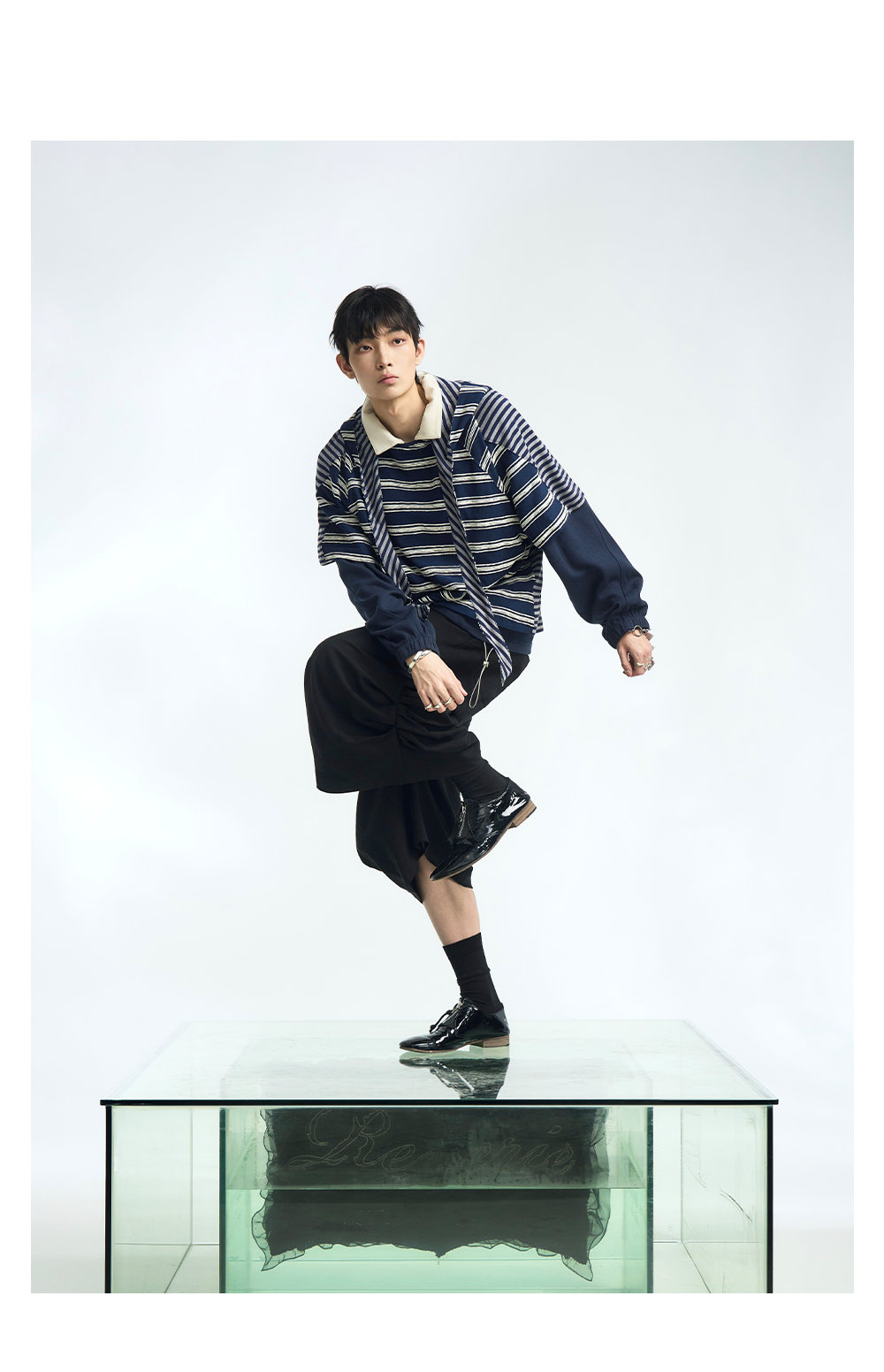 Striped Hooded Scarf Oversized T-Shirt - Notkicks