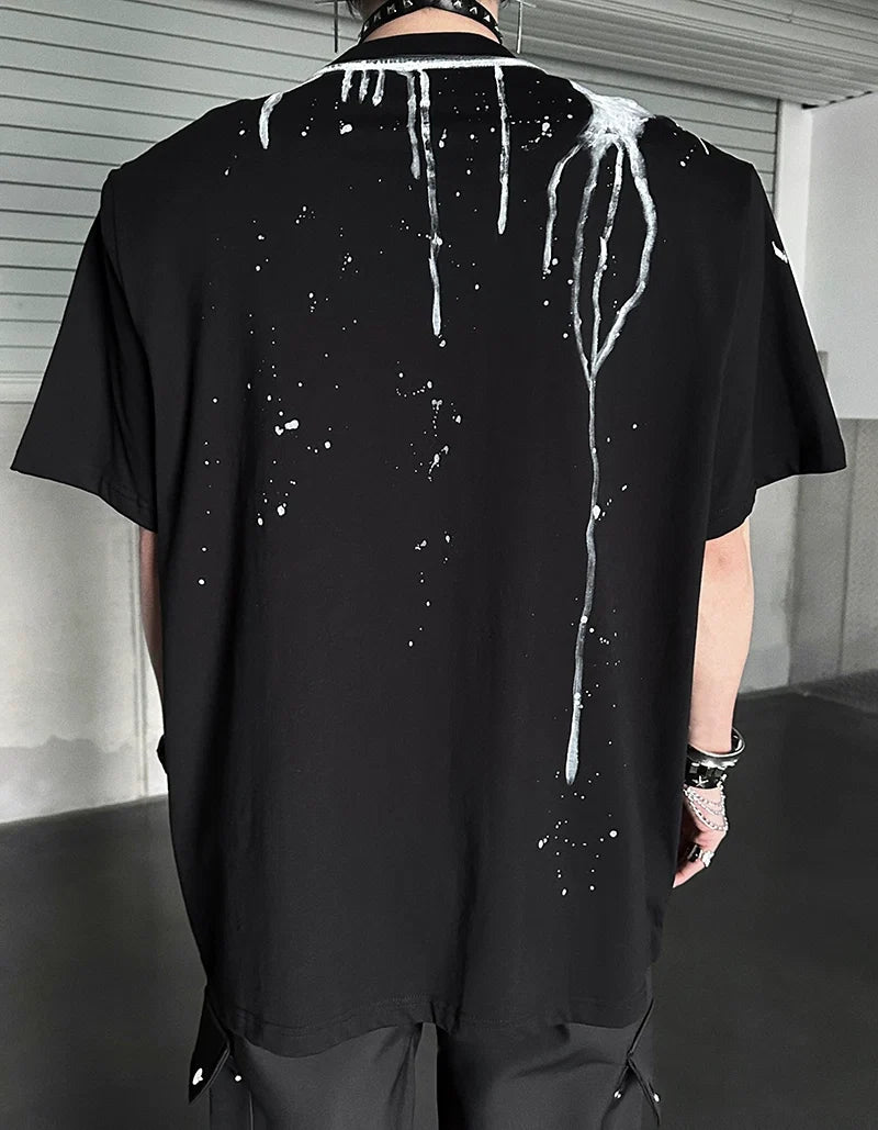 Drip Print Oversized T-Shirt - Notkicks