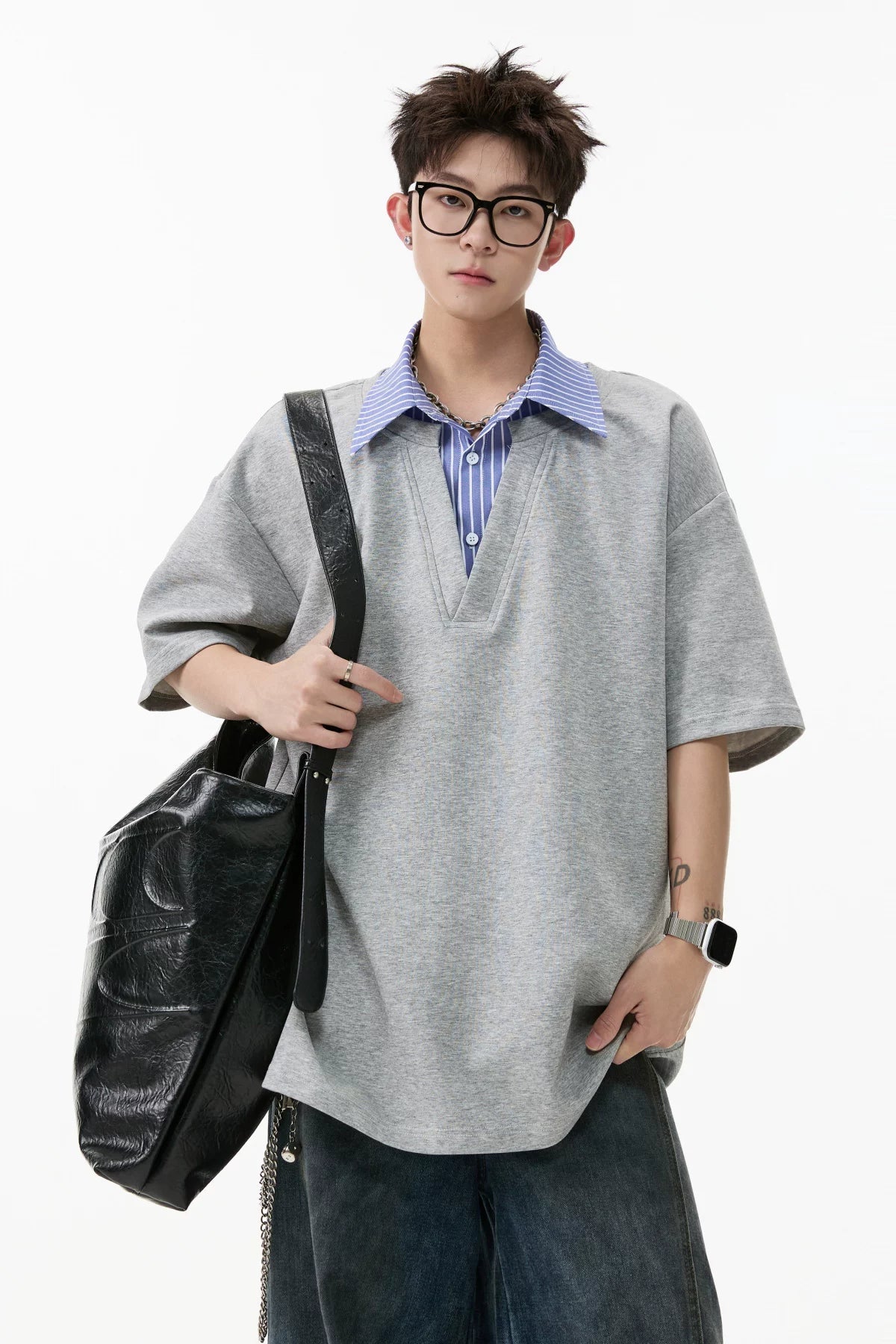 Layered V-Placket Polo Tee - Notkicks