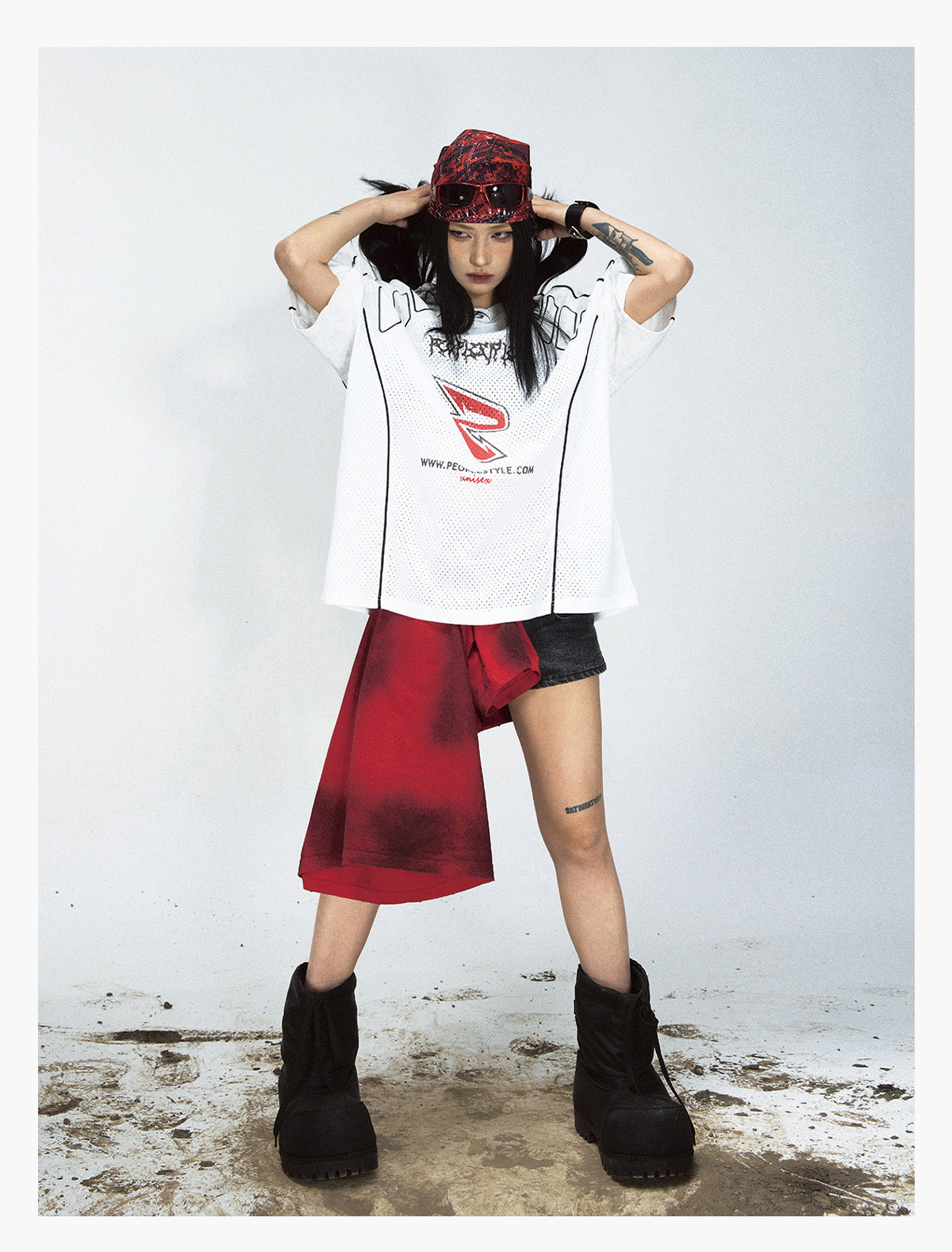 Mesh Logo Oversized Jersey T-Shirt - Notkicks
