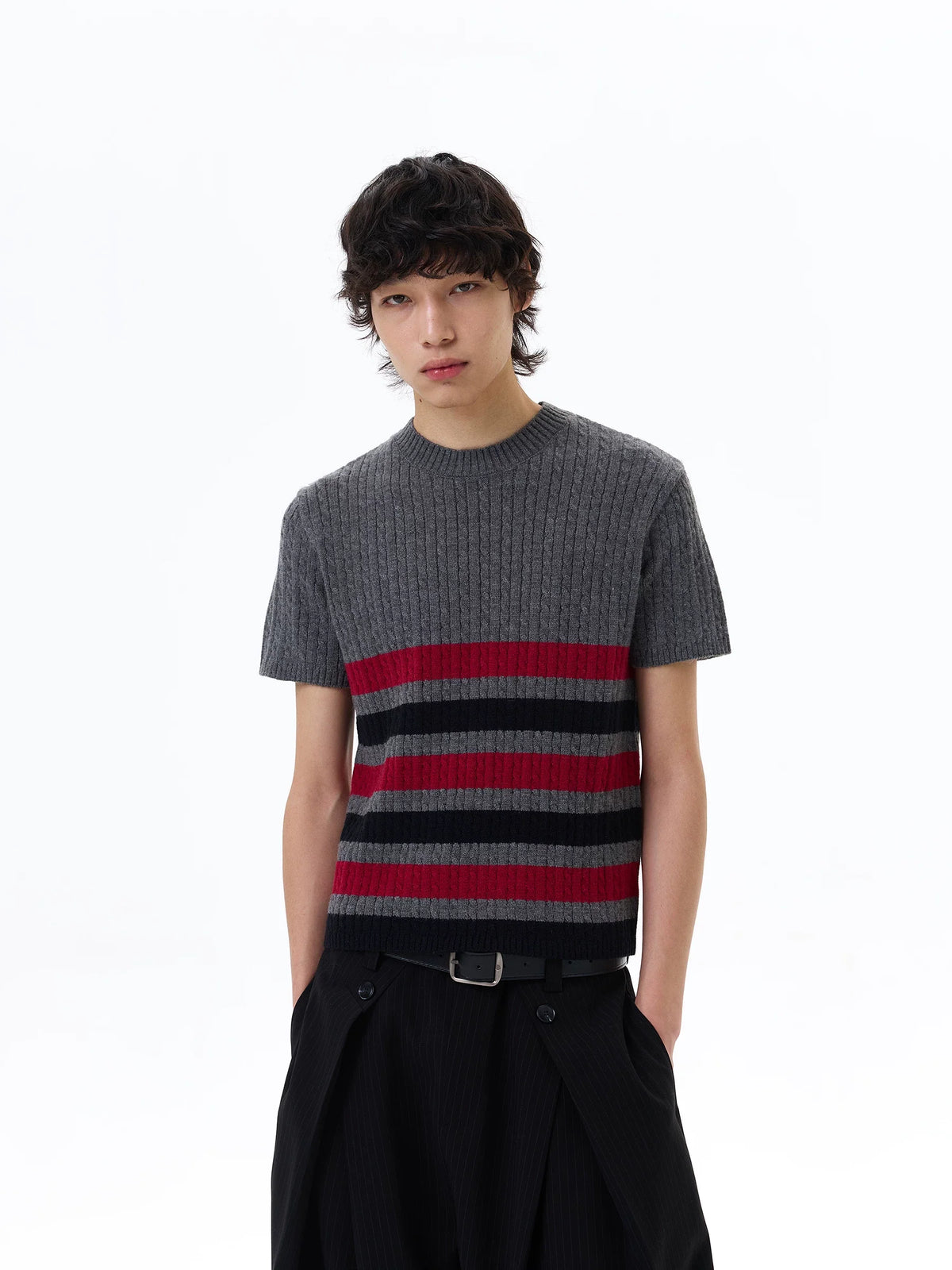 Metro Stripe Ribbed Knit Tee - Notkicks