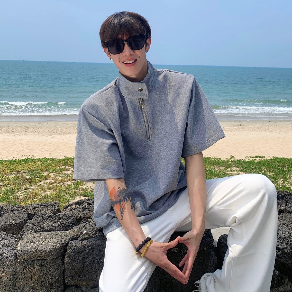 Half-Zip Stand Collar Shirt - Notkicks