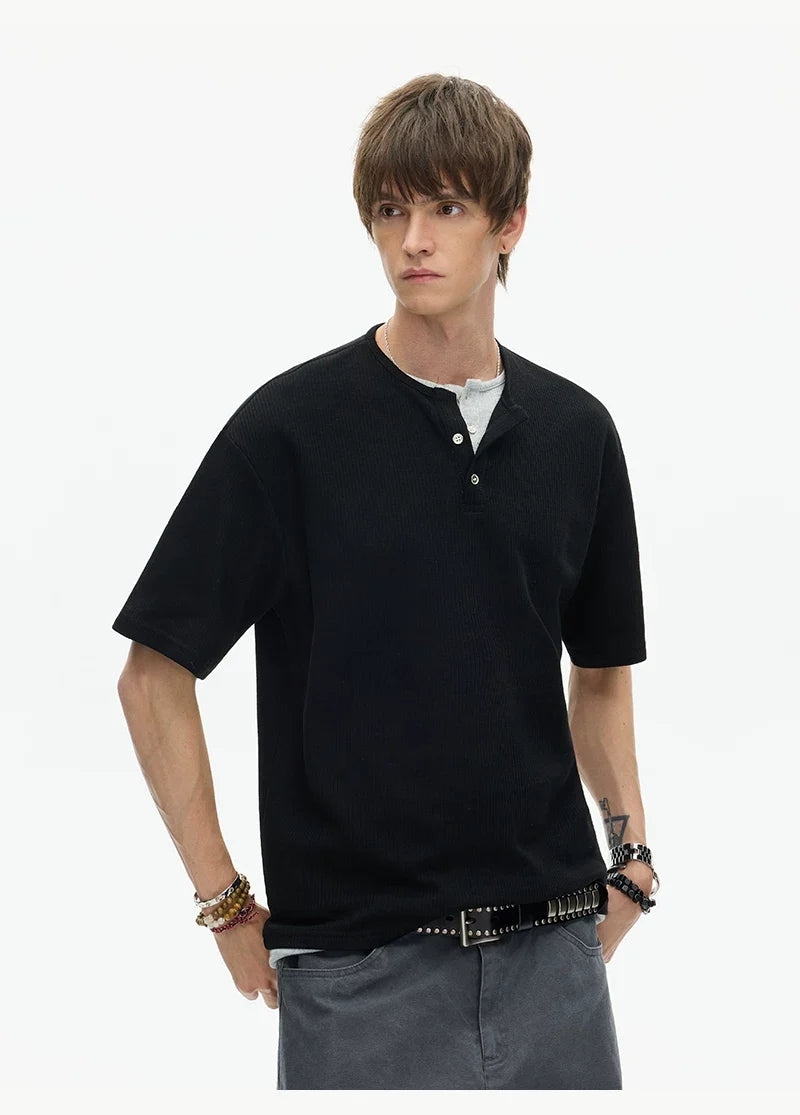 Midnight Core Waffle Henley Tee - Notkicks