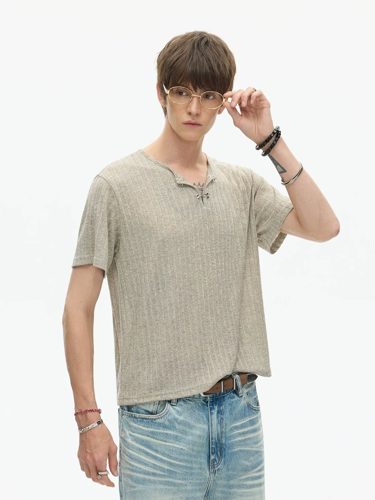 Clay Heather Textured Knit Tee - Notkicks