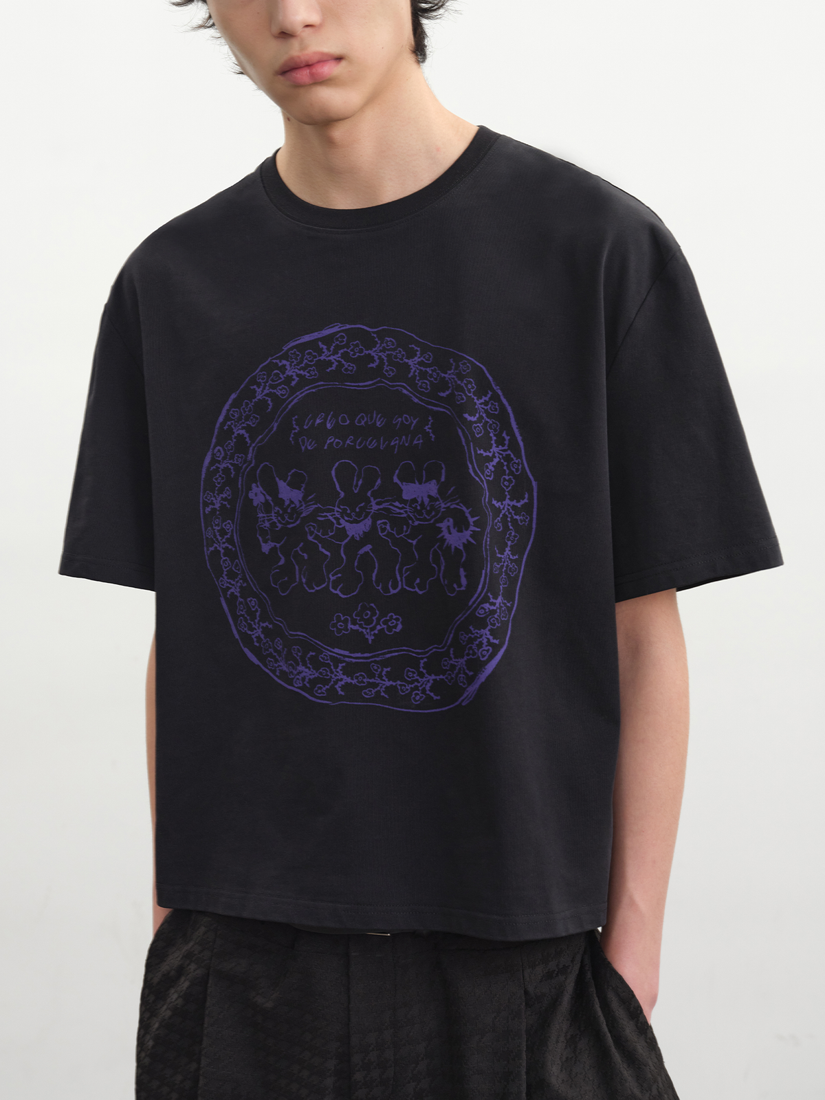 Purple Circular Rabbit Graphic Tee - Notkicks