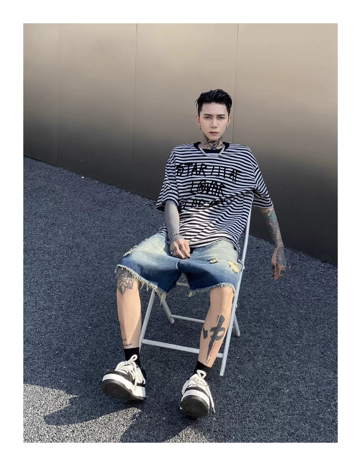 Starlite Graffiti Stripe Oversized Tee - Notkicks