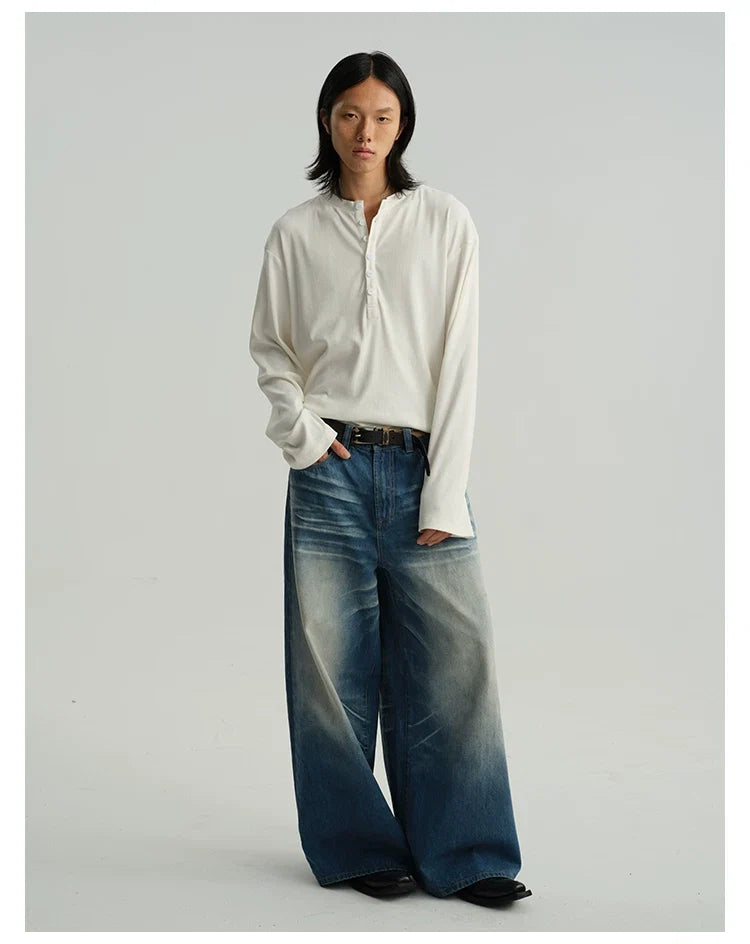 Classic Neutral Long-Sleeve Henley Tee - Notkicks
